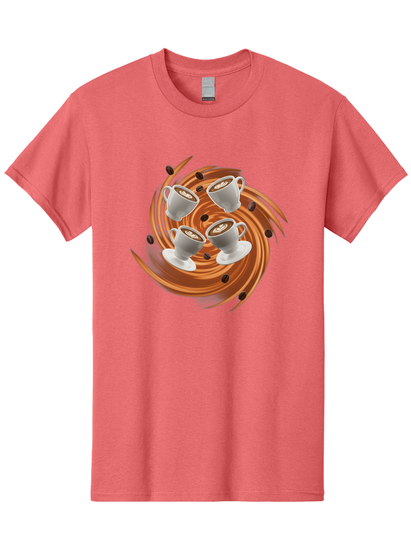 Coffee-Cups Men'S Graphic Tee, 100% Cotton, Comfortable Casual Summer Wear, Machine Washable, Coffee Cups, Espresso, Coffee Beans, Swirling Motion, Rich Coffee, Coffee Art, Latte Art, Coffee Culture Baa370
