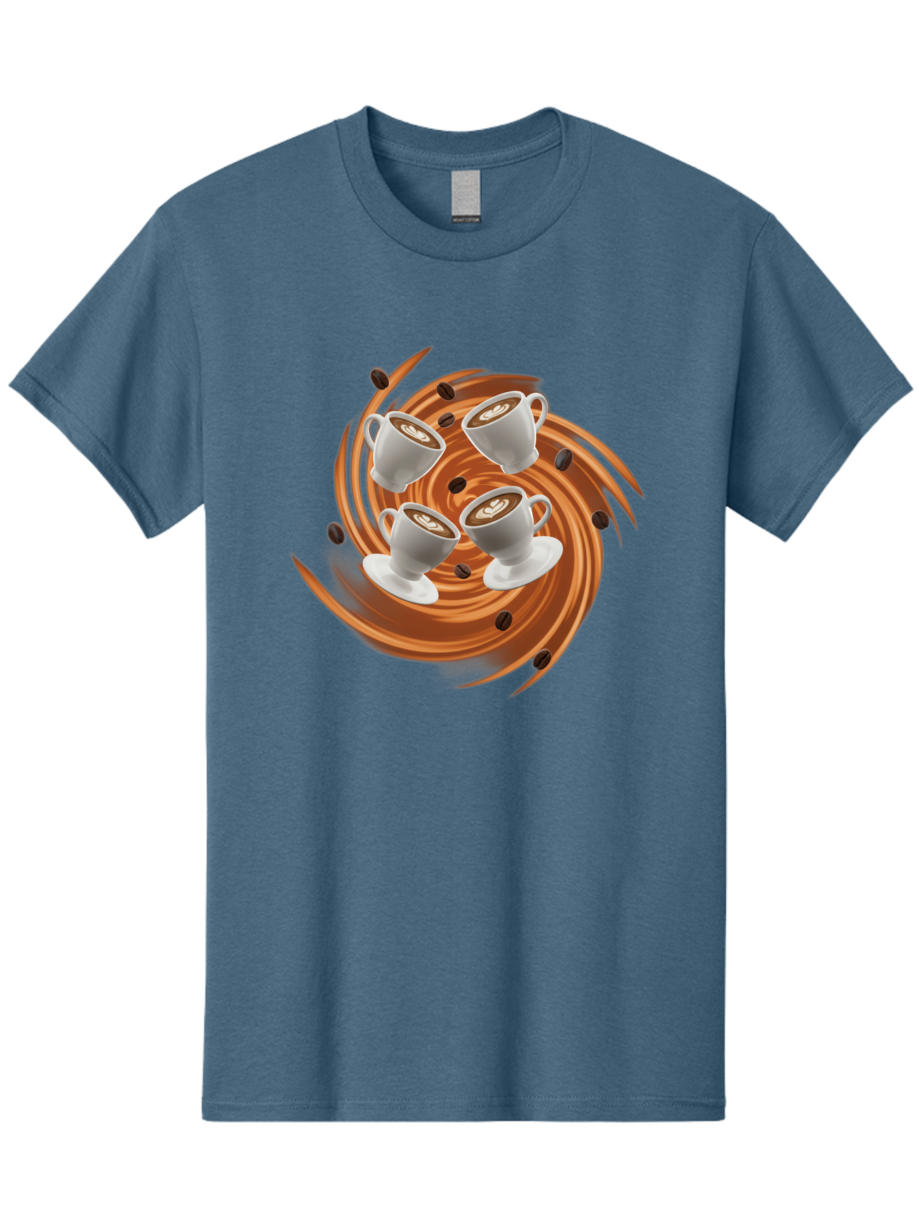 Coffee-Cups Men'S Graphic Tee, 100% Cotton, Comfortable Casual Summer Wear, Machine Washable, Coffee Cups, Espresso, Coffee Beans, Swirling Motion, Rich Coffee, Coffee Art, Latte Art, Coffee Culture Baa370
