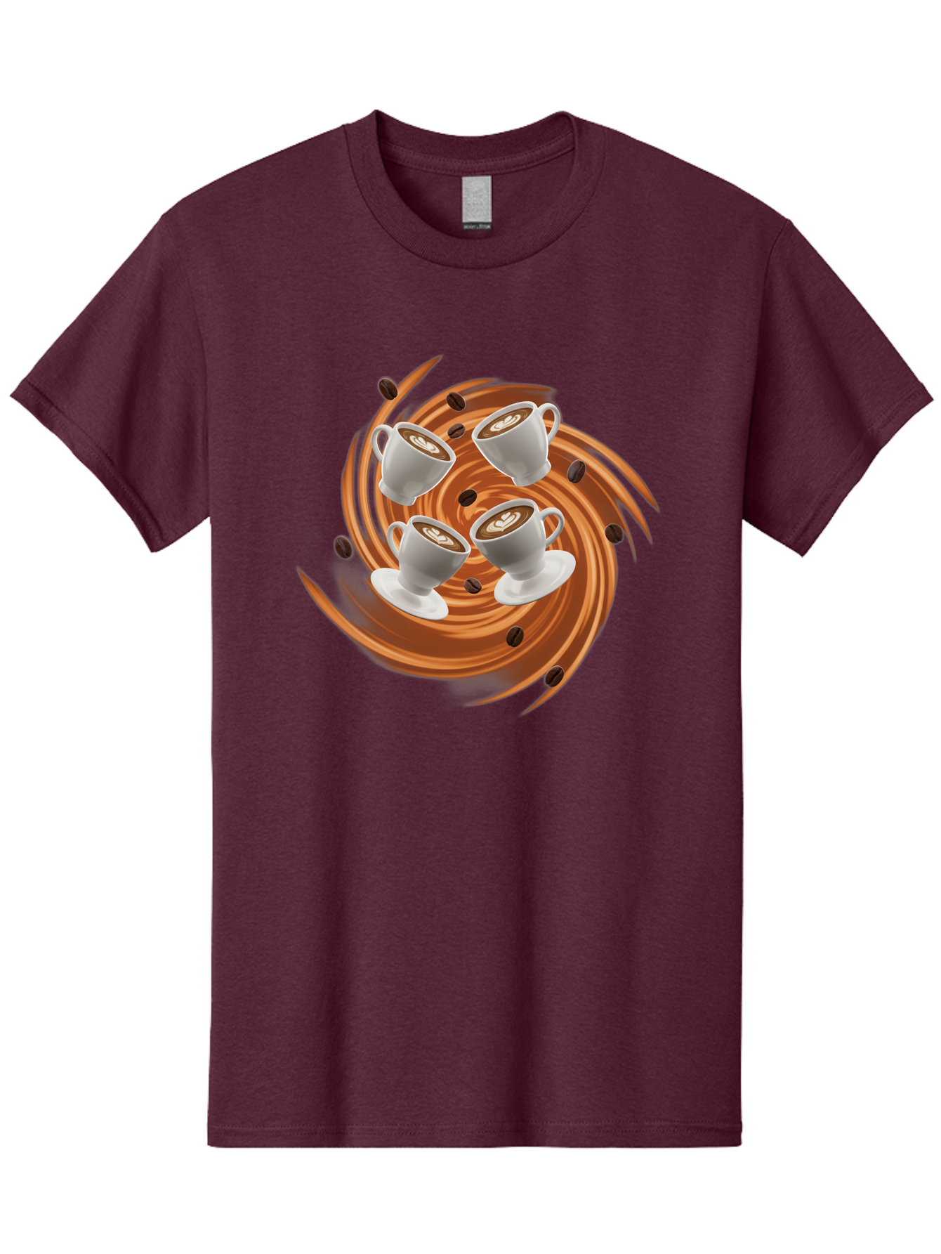Coffee-Cups Men'S Graphic Tee, 100% Cotton, Comfortable Casual Summer Wear, Machine Washable, Coffee Cups, Espresso, Coffee Beans, Swirling Motion, Rich Coffee, Coffee Art, Latte Art, Coffee Culture Baa370