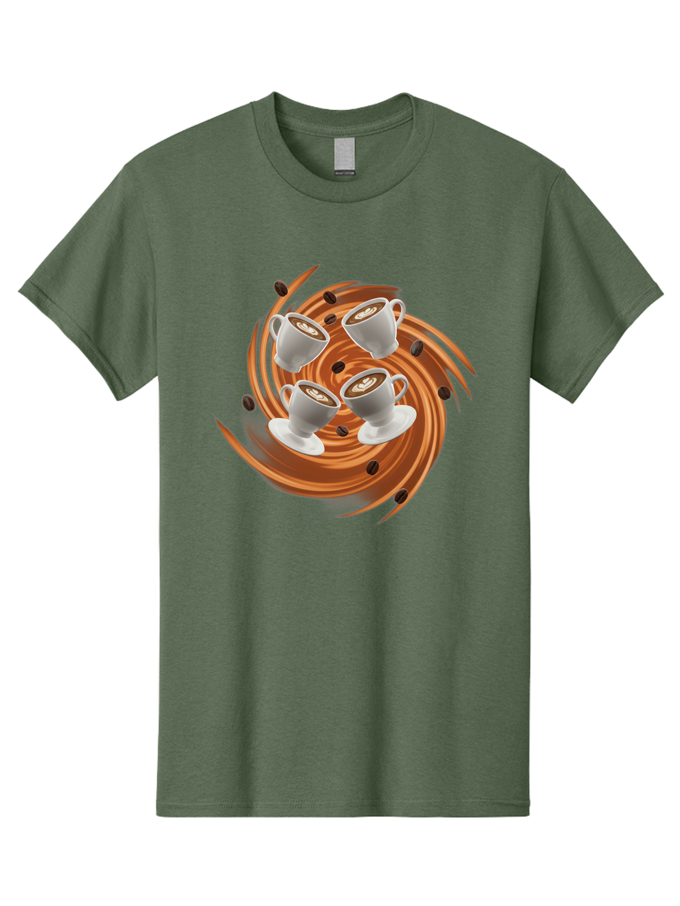 Coffee-Cups Men'S Graphic Tee, 100% Cotton, Comfortable Casual Summer Wear, Machine Washable, Coffee Cups, Espresso, Coffee Beans, Swirling Motion, Rich Coffee, Coffee Art, Latte Art, Coffee Culture Baa370