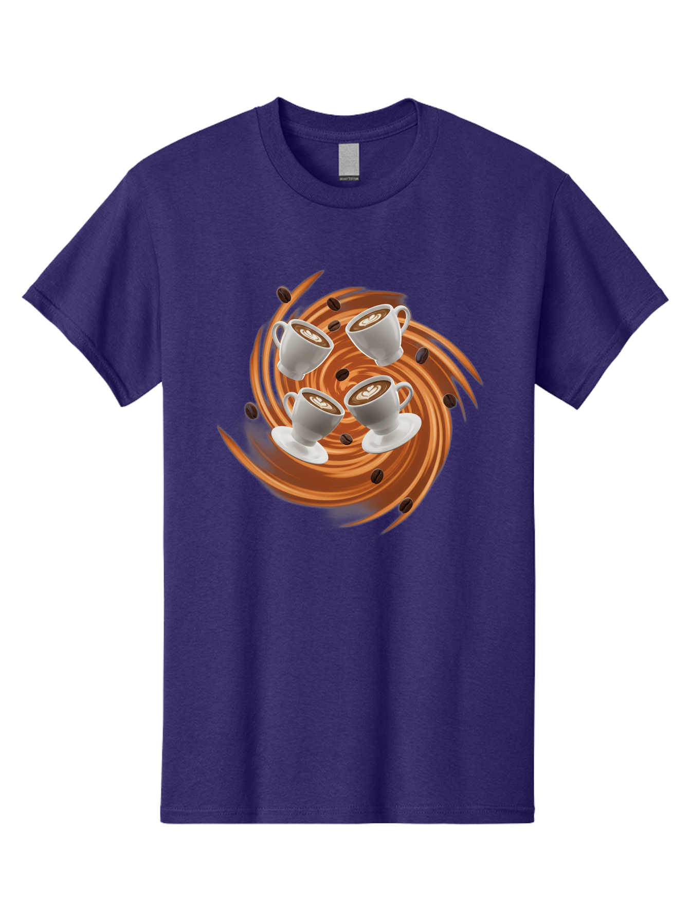 Coffee-Cups Men'S Graphic Tee, 100% Cotton, Comfortable Casual Summer Wear, Machine Washable, Coffee Cups, Espresso, Coffee Beans, Swirling Motion, Rich Coffee, Coffee Art, Latte Art, Coffee Culture Baa370