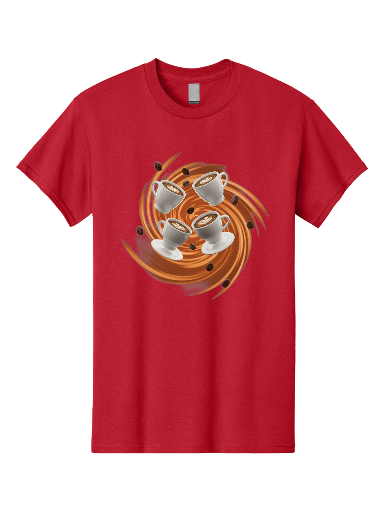 Coffee-Cups Men'S Graphic Tee, 100% Cotton, Comfortable Casual Summer Wear, Machine Washable, Coffee Cups, Espresso, Coffee Beans, Swirling Motion, Rich Coffee, Coffee Art, Latte Art, Coffee Culture Baa370