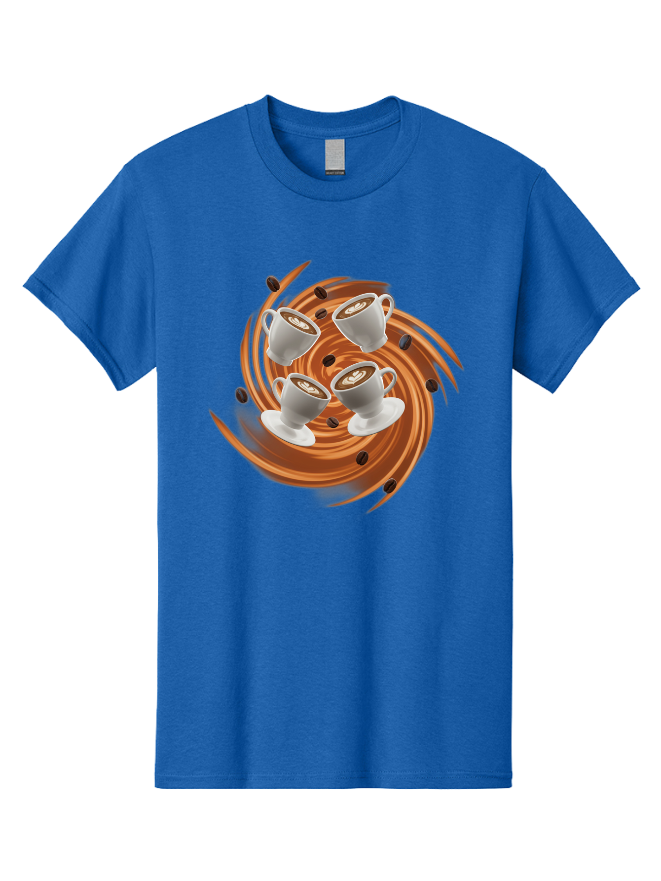 Coffee-Cups Men'S Graphic Tee, 100% Cotton, Comfortable Casual Summer Wear, Machine Washable, Coffee Cups, Espresso, Coffee Beans, Swirling Motion, Rich Coffee, Coffee Art, Latte Art, Coffee Culture Baa370