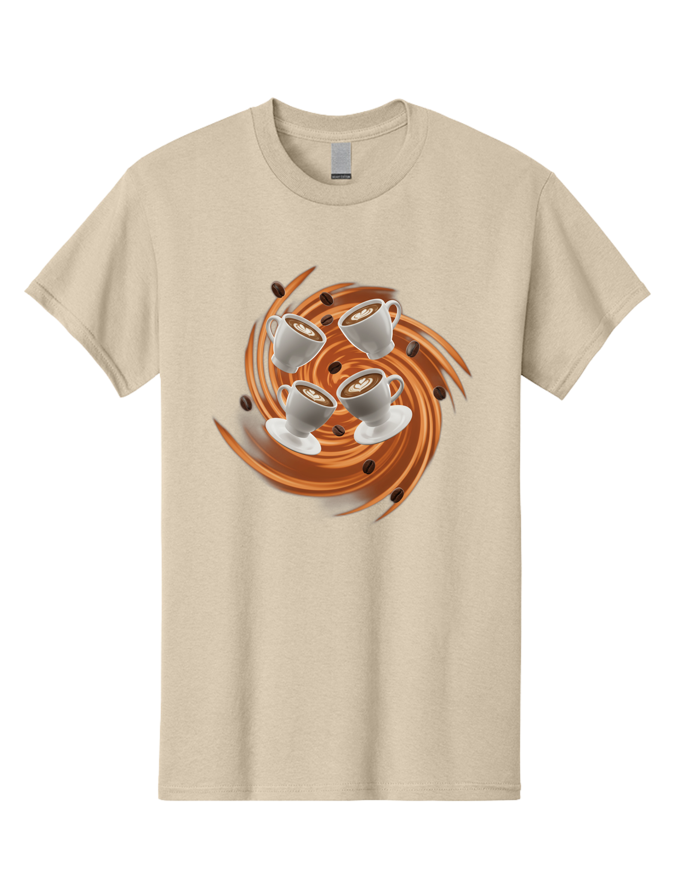 Coffee-Cups Men'S Graphic Tee, 100% Cotton, Comfortable Casual Summer Wear, Machine Washable, Coffee Cups, Espresso, Coffee Beans, Swirling Motion, Rich Coffee, Coffee Art, Latte Art, Coffee Culture Baa370