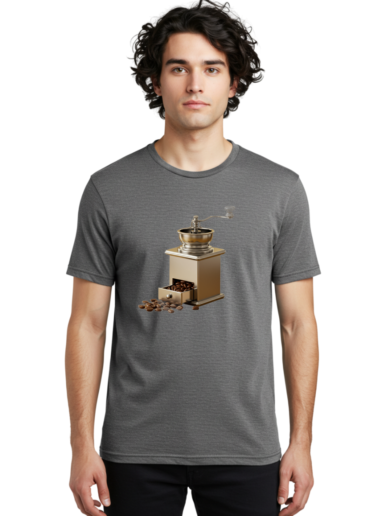 Coffee-Grinder-2 Men'S Graphic Tee, 100% Cotton, Comfortable Casual Summer Wear, Machine Washable, Coffee Grinder, Manual Grinder, Coffee Beans, Grinder With Drawer, Coffee Roasting, Manual Coffee, Coffee Grinding, Freshly Ground Coffee, Baa372