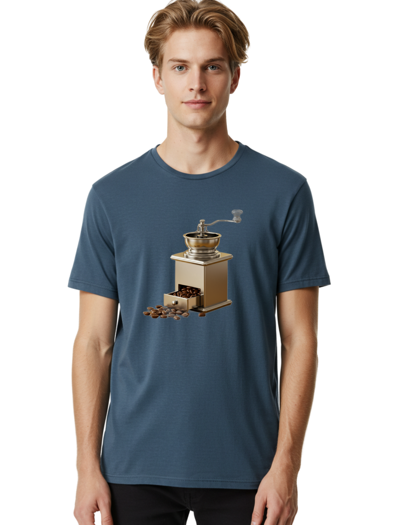 Coffee-Grinder-2 Men'S Graphic Tee, 100% Cotton, Comfortable Casual Summer Wear, Machine Washable, Coffee Grinder, Manual Grinder, Coffee Beans, Grinder With Drawer, Coffee Roasting, Manual Coffee, Coffee Grinding, Freshly Ground Coffee, Baa372