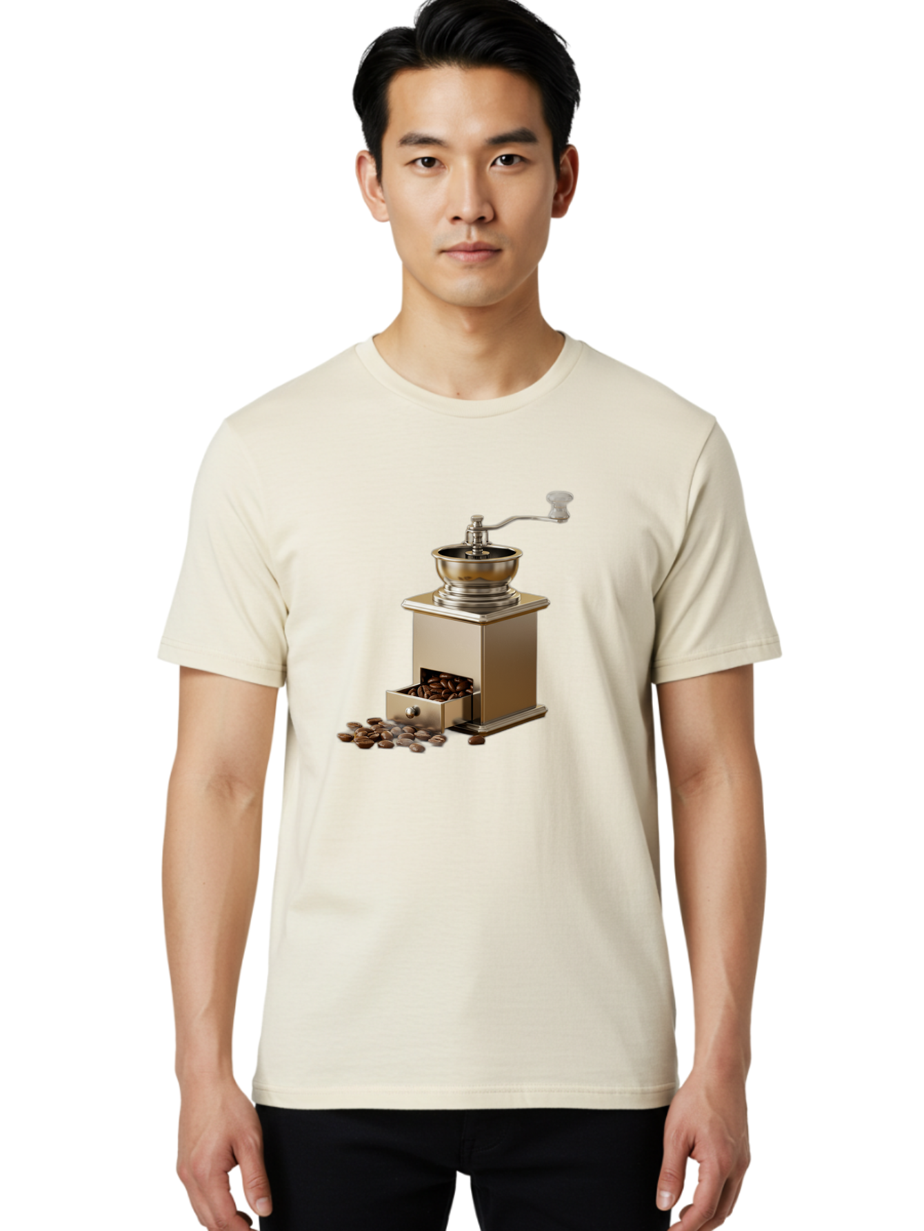 Coffee-Grinder-2 Men'S Graphic Tee, 100% Cotton, Comfortable Casual Summer Wear, Machine Washable, Coffee Grinder, Manual Grinder, Coffee Beans, Grinder With Drawer, Coffee Roasting, Manual Coffee, Coffee Grinding, Freshly Ground Coffee, Baa372