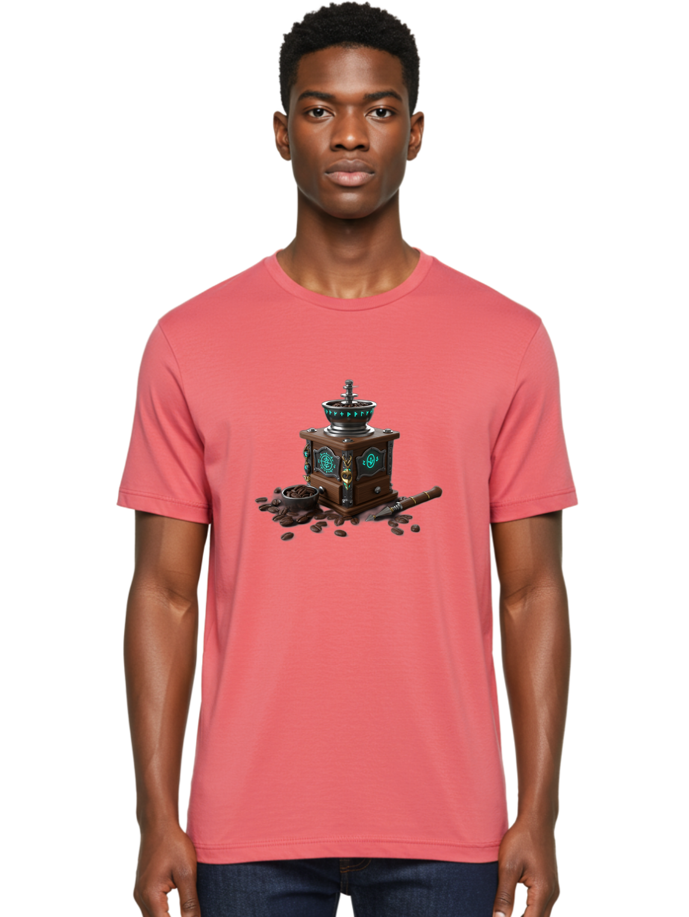 Coffee-Grinder-3 Men'S Graphic Tee, 100% Cotton, Comfortable Casual Summer Wear, Machine Washable, Coffee Grinder, Wooden Coffee Grinder, Coffee Beans, Vintage Coffee, Manual Grinder, Coffee Lovers, Coffee Roasting, Coffee Grinding, Baa373