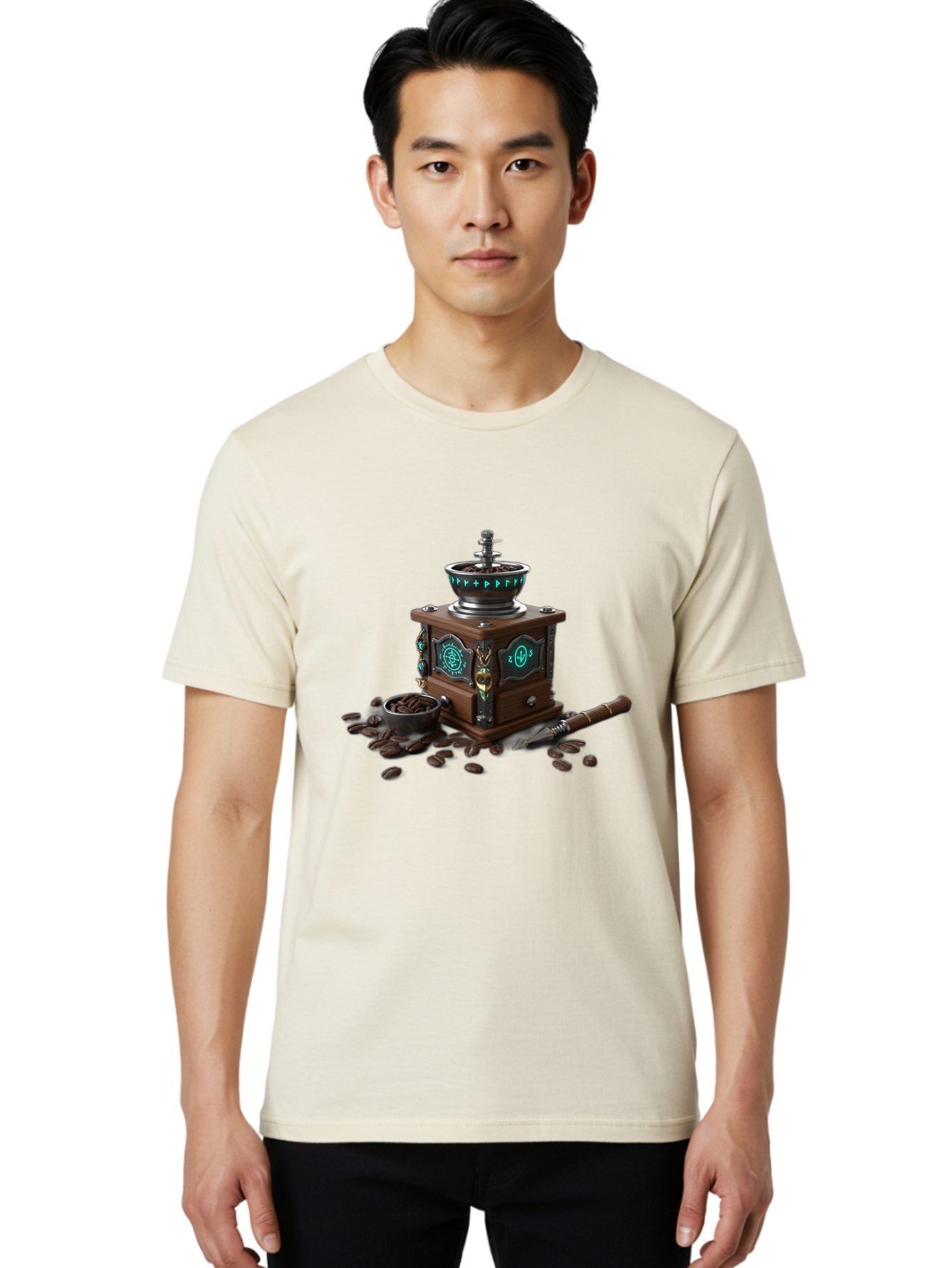 Coffee-Grinder-3 Men'S Graphic Tee, 100% Cotton, Comfortable Casual Summer Wear, Machine Washable, Coffee Grinder, Wooden Coffee Grinder, Coffee Beans, Vintage Coffee, Manual Grinder, Coffee Lovers, Coffee Roasting, Coffee Grinding, Baa373