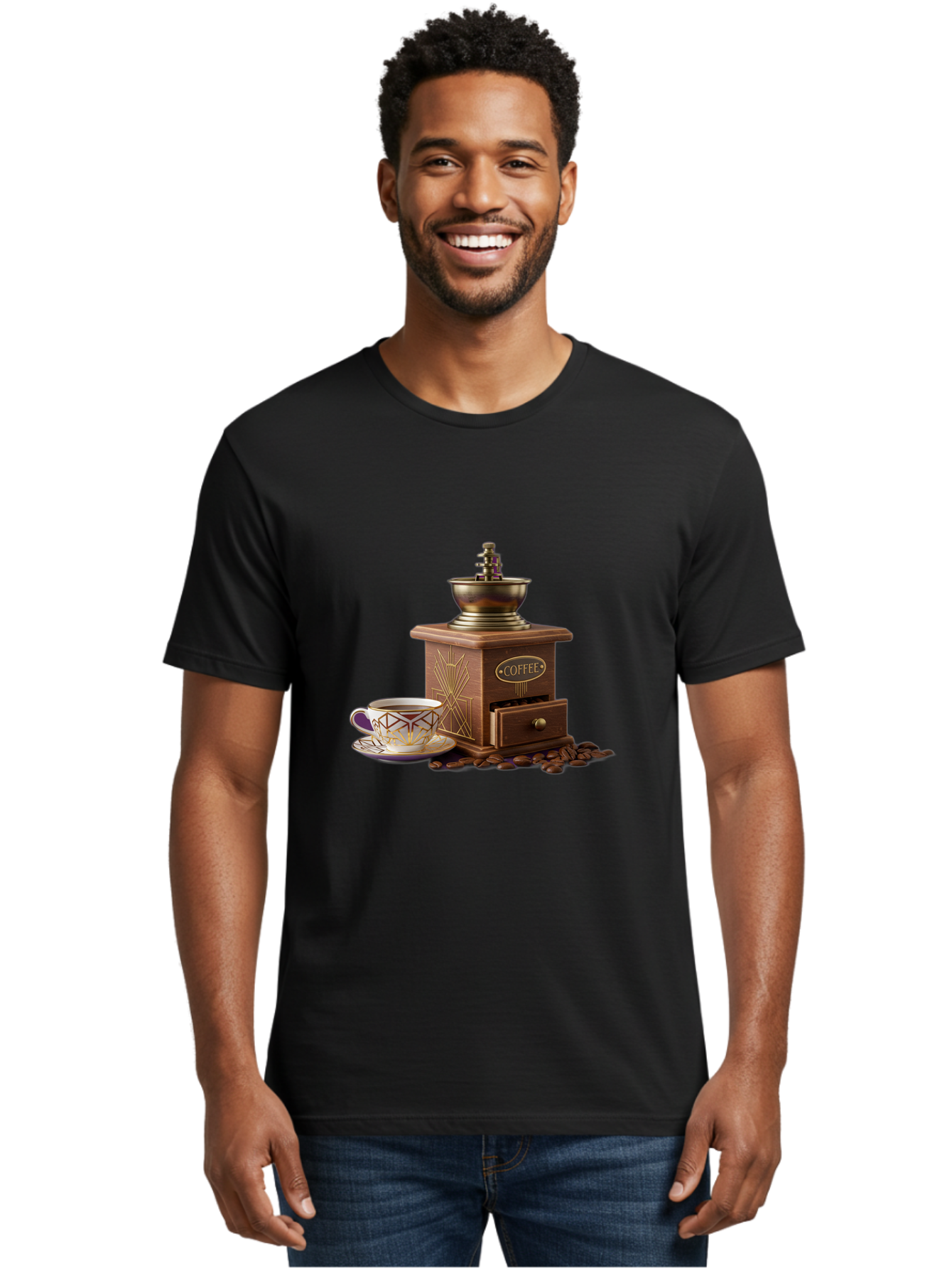 Coffee-Grinder Men'S Graphic Tee, 100% Cotton, Comfortable Casual Summer Wear, Machine Washable, Coffee Grinder, Coffee Beans, Coffee Cup, Morning Coffee, Coffee Time, Coffee Ritual, Coffee Culture, Coffee Lover, Coffee Break Baa374