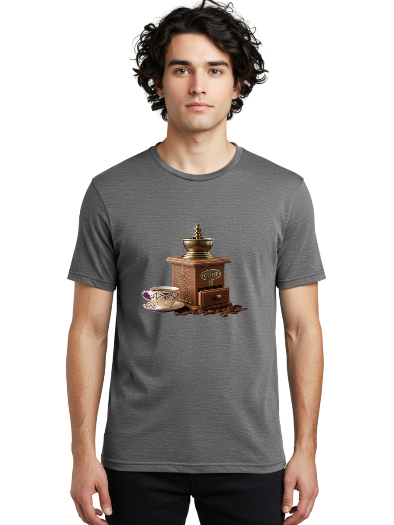 Coffee-Grinder Men'S Graphic Tee, 100% Cotton, Comfortable Casual Summer Wear, Machine Washable, Coffee Grinder, Coffee Beans, Coffee Cup, Morning Coffee, Coffee Time, Coffee Ritual, Coffee Culture, Coffee Lover, Coffee Break Baa374