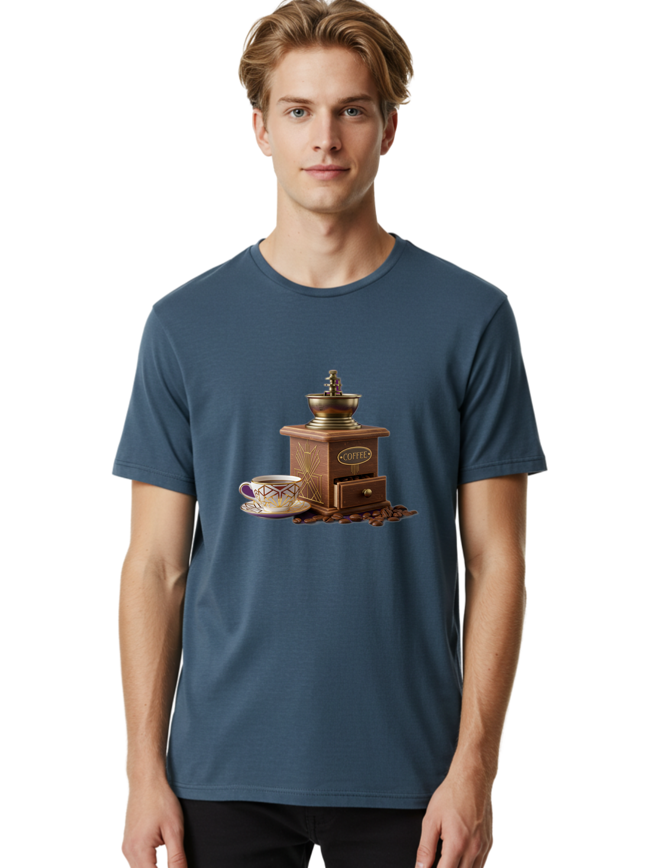 Coffee-Grinder Men'S Graphic Tee, 100% Cotton, Comfortable Casual Summer Wear, Machine Washable, Coffee Grinder, Coffee Beans, Coffee Cup, Morning Coffee, Coffee Time, Coffee Ritual, Coffee Culture, Coffee Lover, Coffee Break Baa374