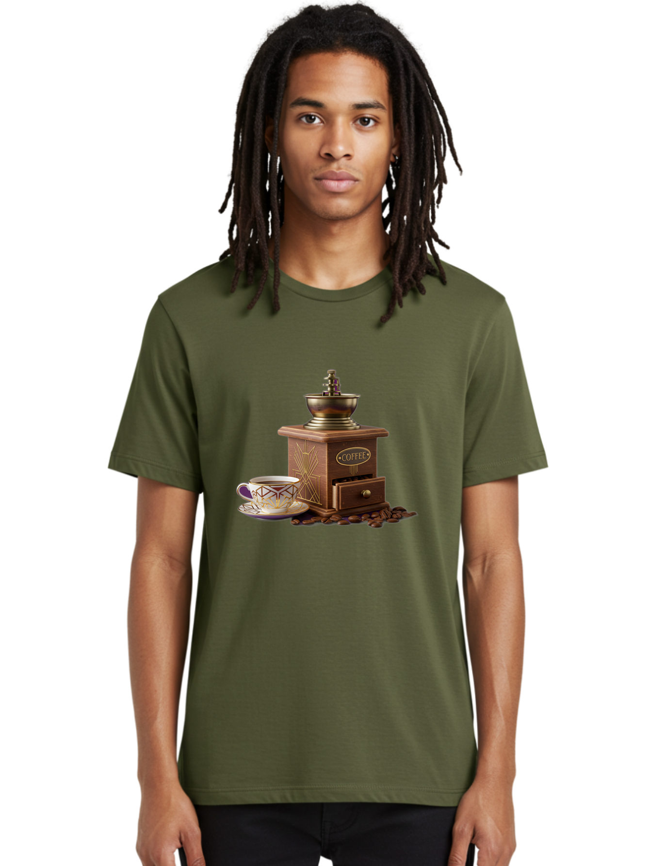 Coffee-Grinder Men'S Graphic Tee, 100% Cotton, Comfortable Casual Summer Wear, Machine Washable, Coffee Grinder, Coffee Beans, Coffee Cup, Morning Coffee, Coffee Time, Coffee Ritual, Coffee Culture, Coffee Lover, Coffee Break Baa374