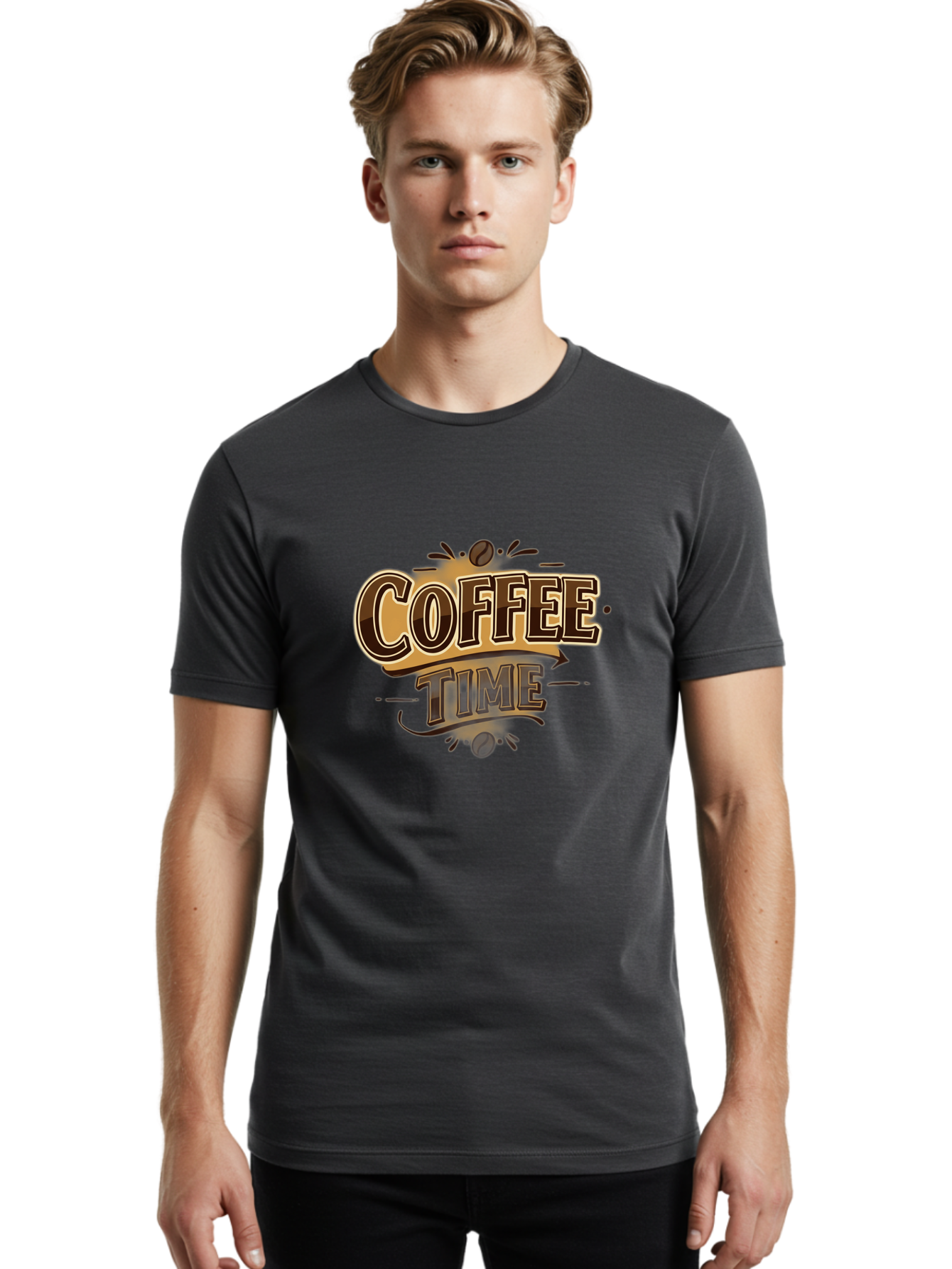 Coffee-Time Men'S Graphic Tee, 100% Cotton, Comfortable Casual Summer Wear, Machine Washable, Coffee Time, Coffee Beans, Coffee Break, Morning Coffee, Coffee Lover, Coffee Culture, Caffeine Boost, Daily Grind Baa380