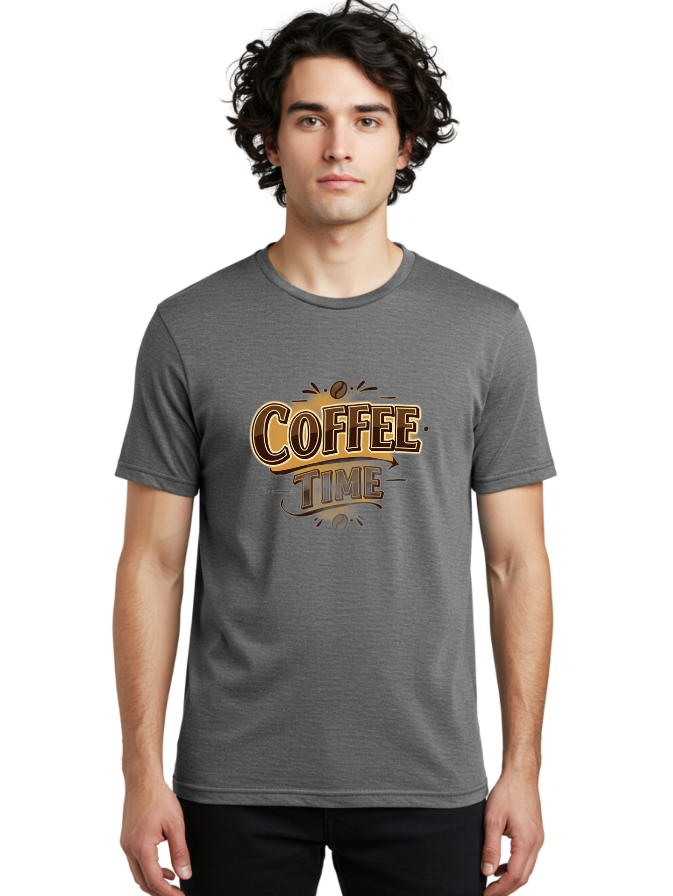 Coffee-Time Men'S Graphic Tee, 100% Cotton, Comfortable Casual Summer Wear, Machine Washable, Coffee Time, Coffee Beans, Coffee Break, Morning Coffee, Coffee Lover, Coffee Culture, Caffeine Boost, Daily Grind Baa380