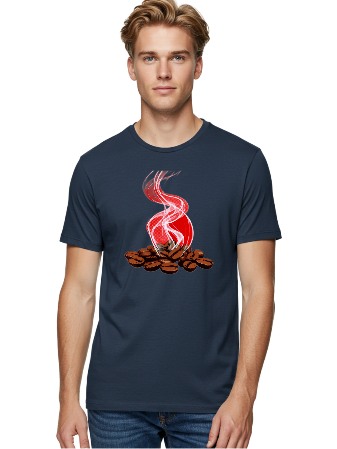 Coffee Men'S Graphic Tee, 100% Cotton, Comfortable Casual Summer Wear, Machine Washable, Coffee Beans, Roasted Coffee, Freshly Brewed Coffee, Steam Rising, Morning Coffee, Coffee Culture, Energy Boost, Morning Pick-Me-Up Baa381