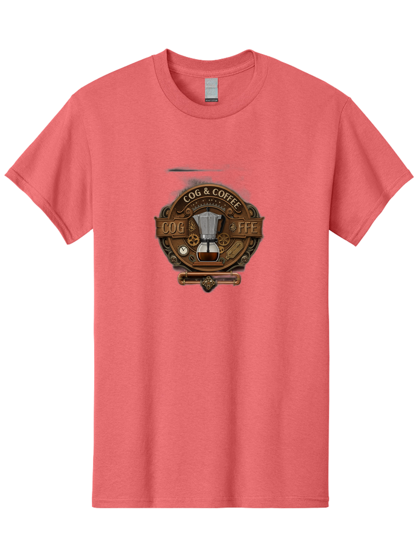 Cog-Coffee Men'S Graphic Tee, 100% Cotton, Comfortable Casual Summer Wear, Machine Washable, Steampunk Coffee Maker, Coffee Culture, Industrial Chic, Gears And Cogs, Vintage Coffee, Coffee Art, Metalwork, Steampunk Design, Cog & Coffee Logo Baa383