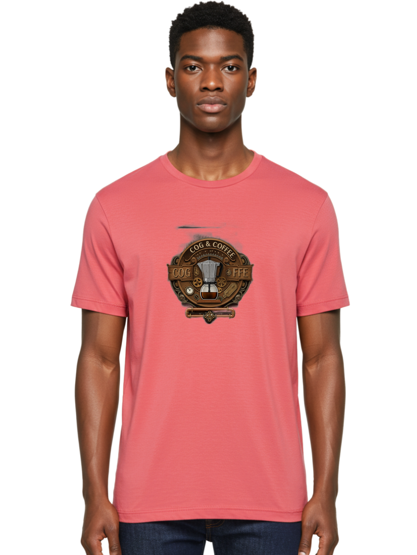 Cog-Coffee Men'S Graphic Tee, 100% Cotton, Comfortable Casual Summer Wear, Machine Washable, Steampunk Coffee Maker, Coffee Culture, Industrial Chic, Gears And Cogs, Vintage Coffee, Coffee Art, Metalwork, Steampunk Design, Cog & Coffee Logo Baa383
