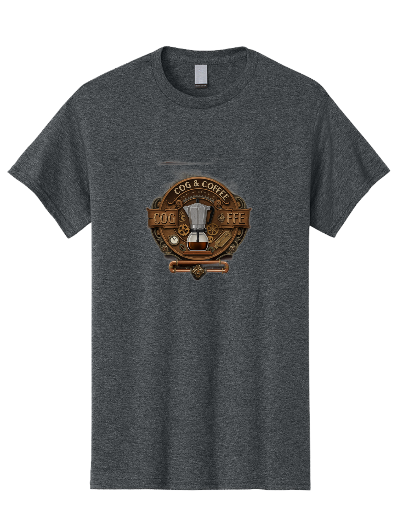 Cog-Coffee Men'S Graphic Tee, 100% Cotton, Comfortable Casual Summer Wear, Machine Washable, Steampunk Coffee Maker, Coffee Culture, Industrial Chic, Gears And Cogs, Vintage Coffee, Coffee Art, Metalwork, Steampunk Design, Cog & Coffee Logo Baa383
