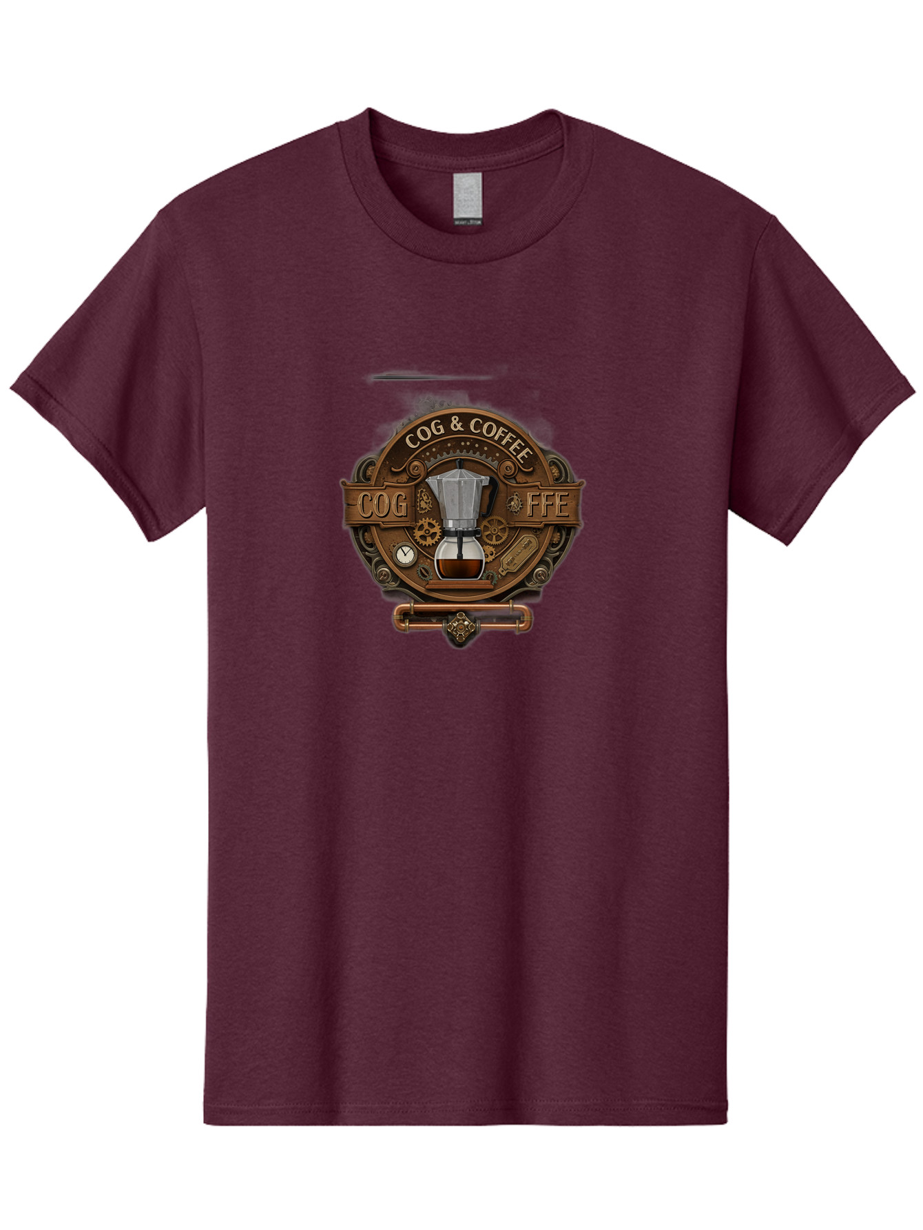 Cog-Coffee Men'S Graphic Tee, 100% Cotton, Comfortable Casual Summer Wear, Machine Washable, Steampunk Coffee Maker, Coffee Culture, Industrial Chic, Gears And Cogs, Vintage Coffee, Coffee Art, Metalwork, Steampunk Design, Cog & Coffee Logo Baa383