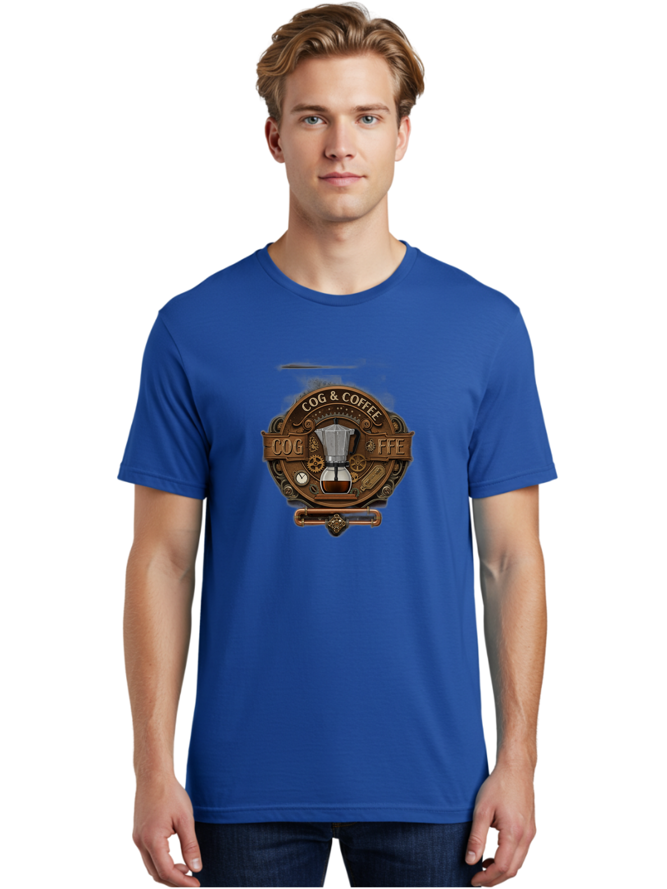 Cog-Coffee Men'S Graphic Tee, 100% Cotton, Comfortable Casual Summer Wear, Machine Washable, Steampunk Coffee Maker, Coffee Culture, Industrial Chic, Gears And Cogs, Vintage Coffee, Coffee Art, Metalwork, Steampunk Design, Cog & Coffee Logo Baa383