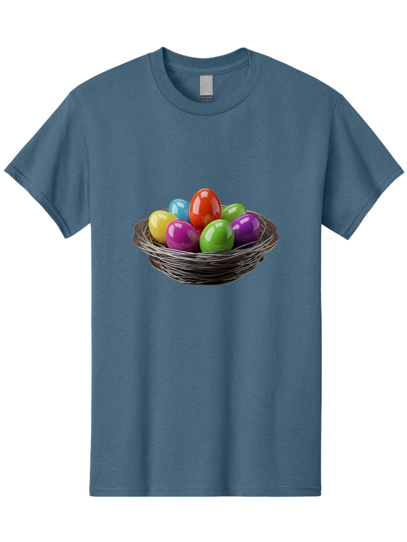 Colorful-Easter-Eggs Men'S Graphic Tee, 100% Cotton, Comfortable Casual Summer Wear, Machine Washable, Colorful Easter Eggs, Easter Egg Hunt, Vibrant Colors, Wire Basket, Holiday Decorations, Festive Treats, Spring Celebration, Shiny Eggs Baa388