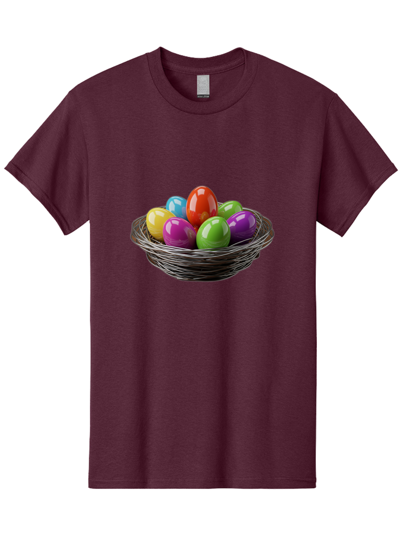 Colorful-Easter-Eggs Men'S Graphic Tee, 100% Cotton, Comfortable Casual Summer Wear, Machine Washable, Colorful Easter Eggs, Easter Egg Hunt, Vibrant Colors, Wire Basket, Holiday Decorations, Festive Treats, Spring Celebration, Shiny Eggs Baa388