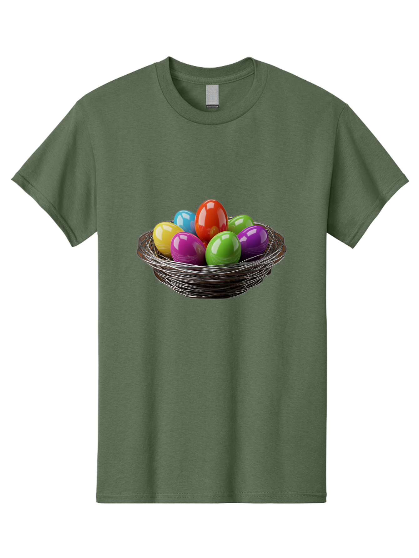 Colorful-Easter-Eggs Men'S Graphic Tee, 100% Cotton, Comfortable Casual Summer Wear, Machine Washable, Colorful Easter Eggs, Easter Egg Hunt, Vibrant Colors, Wire Basket, Holiday Decorations, Festive Treats, Spring Celebration, Shiny Eggs Baa388
