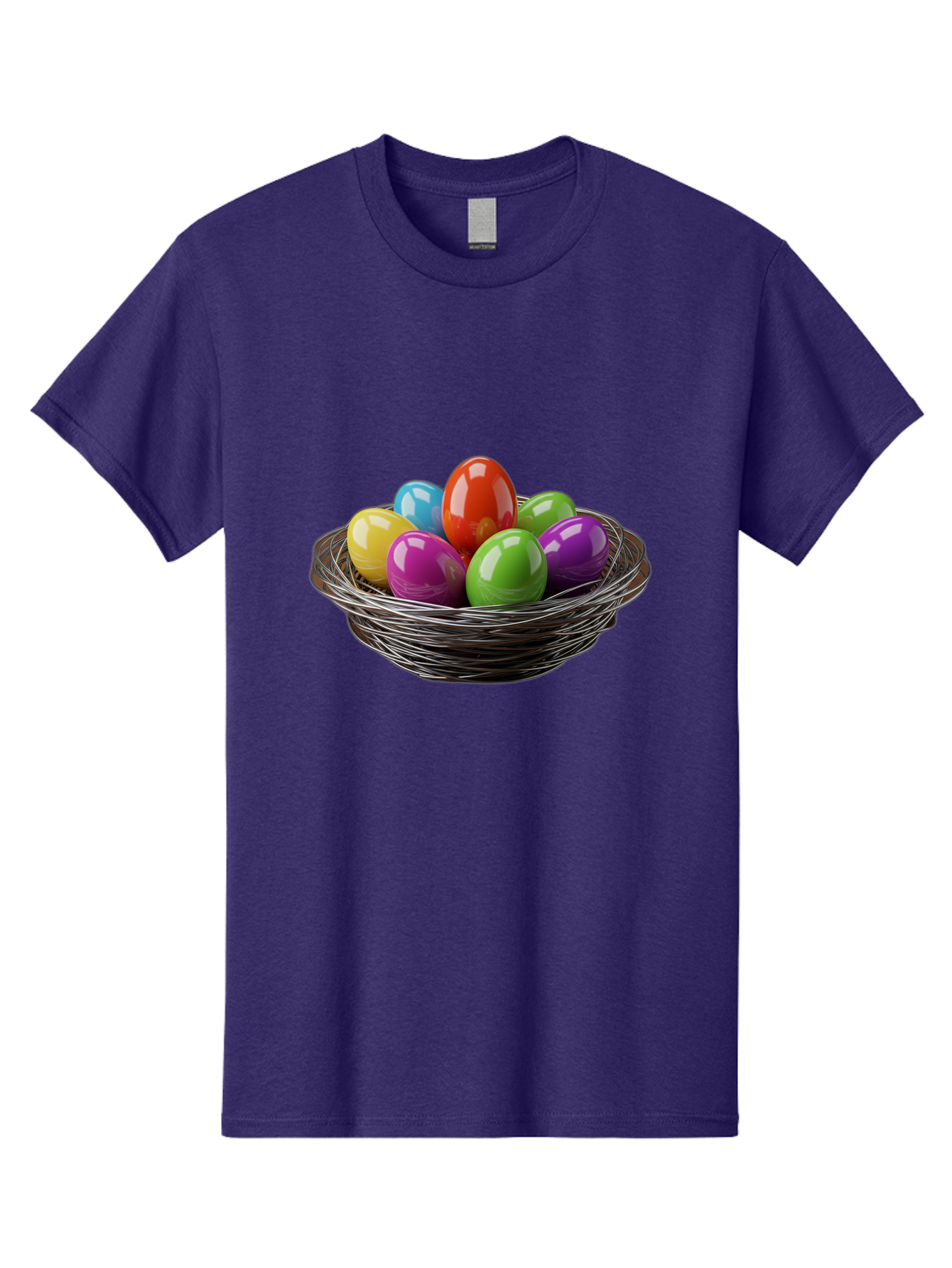 Colorful-Easter-Eggs Men'S Graphic Tee, 100% Cotton, Comfortable Casual Summer Wear, Machine Washable, Colorful Easter Eggs, Easter Egg Hunt, Vibrant Colors, Wire Basket, Holiday Decorations, Festive Treats, Spring Celebration, Shiny Eggs Baa388