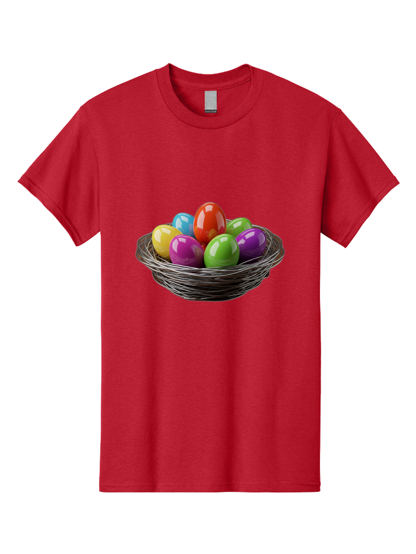 Colorful-Easter-Eggs Men'S Graphic Tee, 100% Cotton, Comfortable Casual Summer Wear, Machine Washable, Colorful Easter Eggs, Easter Egg Hunt, Vibrant Colors, Wire Basket, Holiday Decorations, Festive Treats, Spring Celebration, Shiny Eggs Baa388