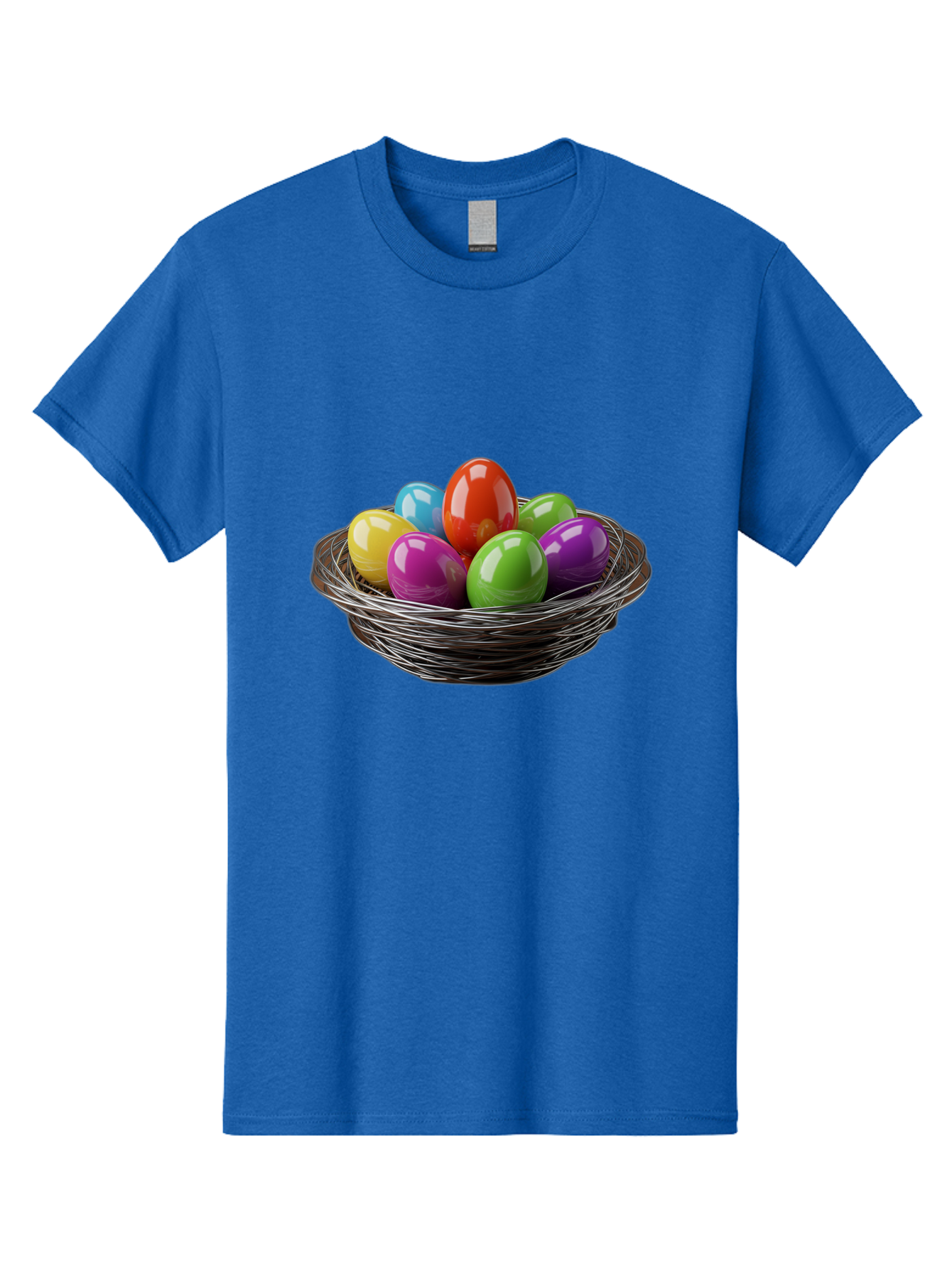 Colorful-Easter-Eggs Men'S Graphic Tee, 100% Cotton, Comfortable Casual Summer Wear, Machine Washable, Colorful Easter Eggs, Easter Egg Hunt, Vibrant Colors, Wire Basket, Holiday Decorations, Festive Treats, Spring Celebration, Shiny Eggs Baa388