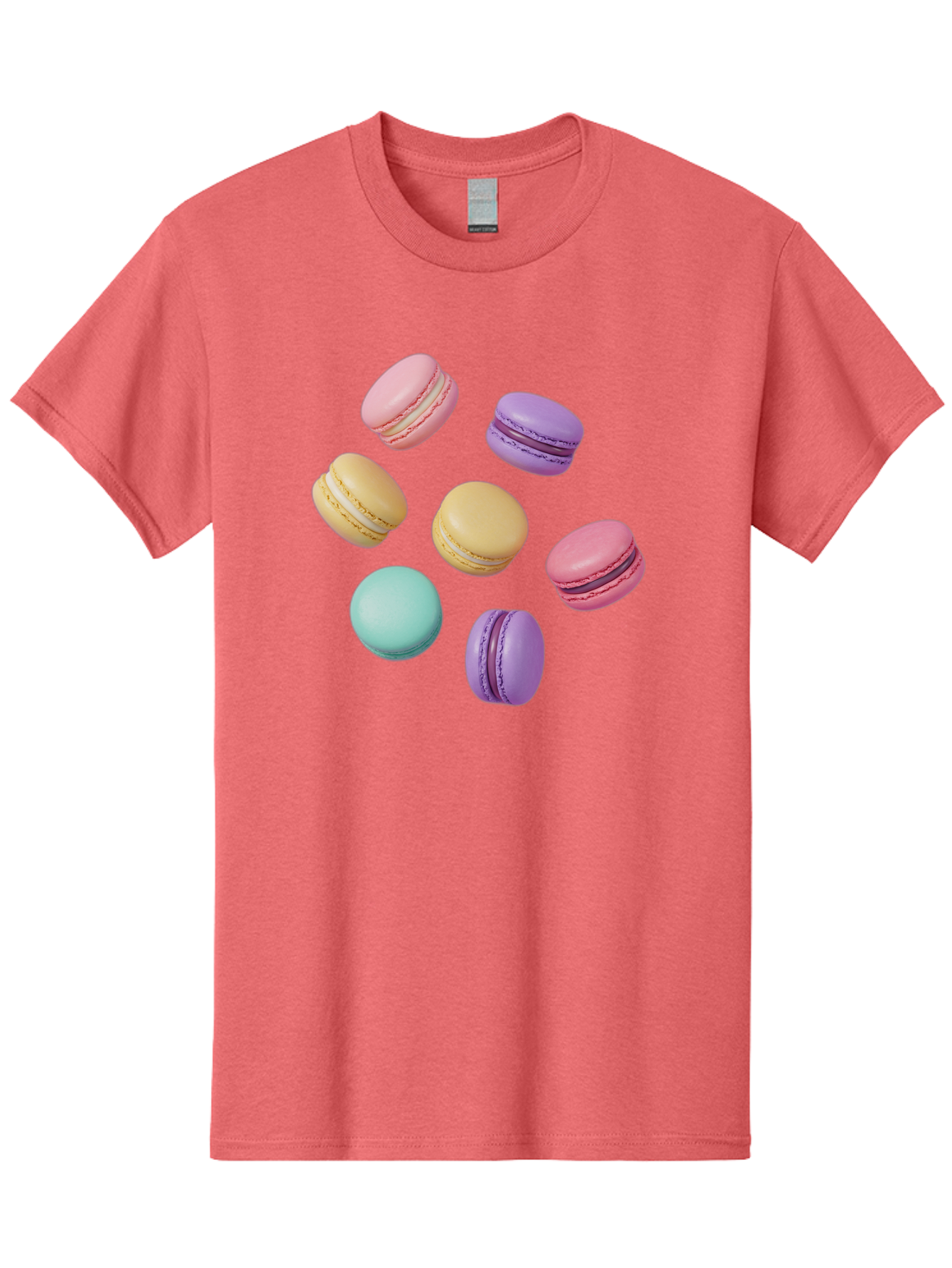 Colorful-Macarons-1 Men'S Graphic Tee, 100% Cotton, Comfortable Casual Summer Wear, Machine Washable, Colorful Macarons, Pastel Macarons, Assorted Macarons, Macaron Dessert, French Macarons, Sweet Treats, French Pastries, Macaron Flavors, Baa389