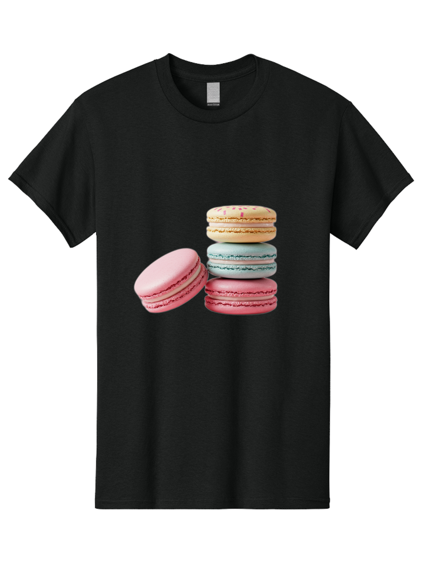 Colorful-Macarons Men'S Graphic Tee, 100% Cotton, Comfortable Casual Summer Wear, Machine Washable, Stack Of Colorful Macarons, Pastel Colors, Sweet Treats, Baked Goods, Delicate Cookies, French Desserts, Dessert Photography, Macaron Stack Baa390