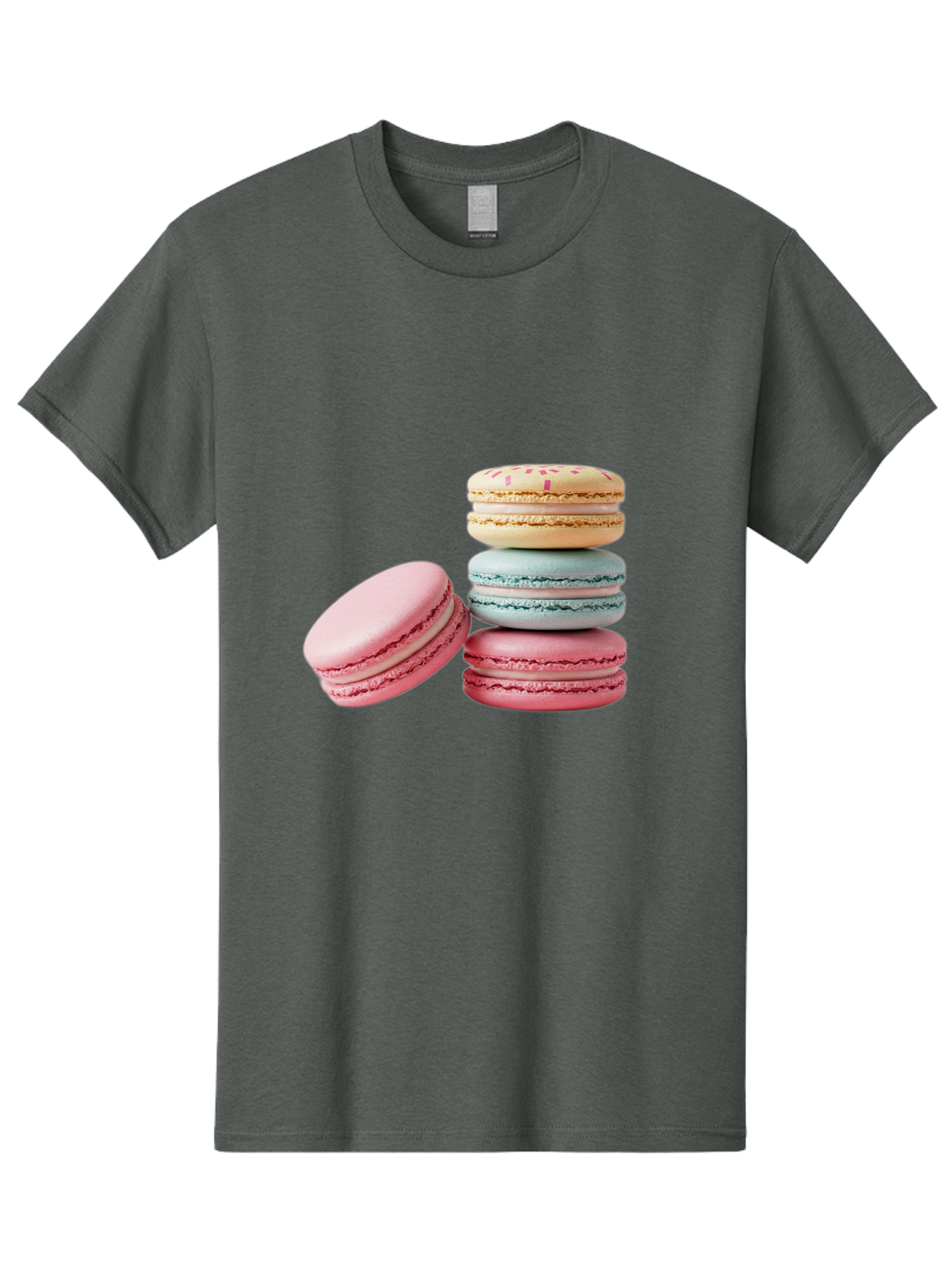 Colorful-Macarons Men'S Graphic Tee, 100% Cotton, Comfortable Casual Summer Wear, Machine Washable, Stack Of Colorful Macarons, Pastel Colors, Sweet Treats, Baked Goods, Delicate Cookies, French Desserts, Dessert Photography, Macaron Stack Baa390