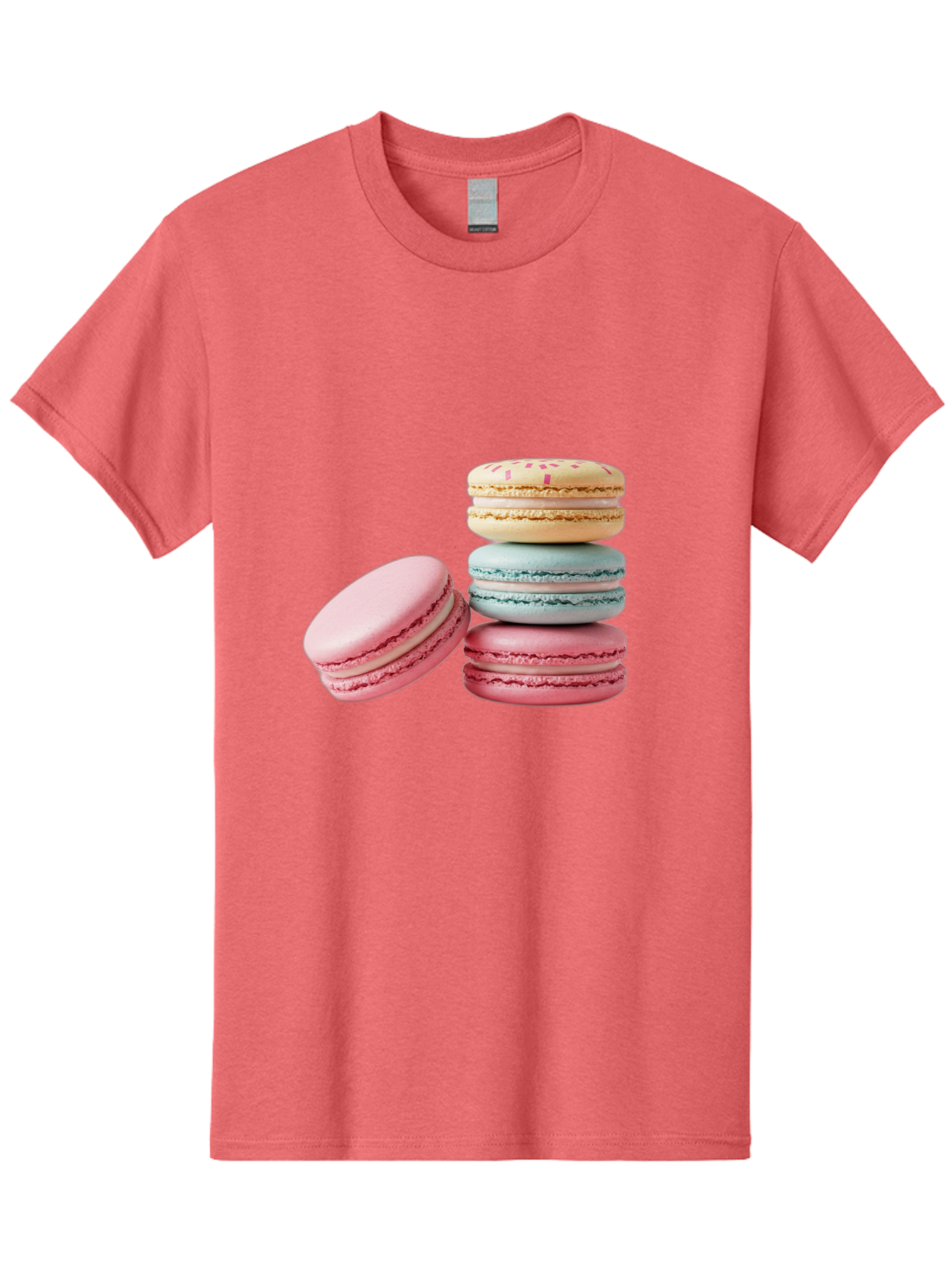 Colorful-Macarons Men'S Graphic Tee, 100% Cotton, Comfortable Casual Summer Wear, Machine Washable, Stack Of Colorful Macarons, Pastel Colors, Sweet Treats, Baked Goods, Delicate Cookies, French Desserts, Dessert Photography, Macaron Stack Baa390