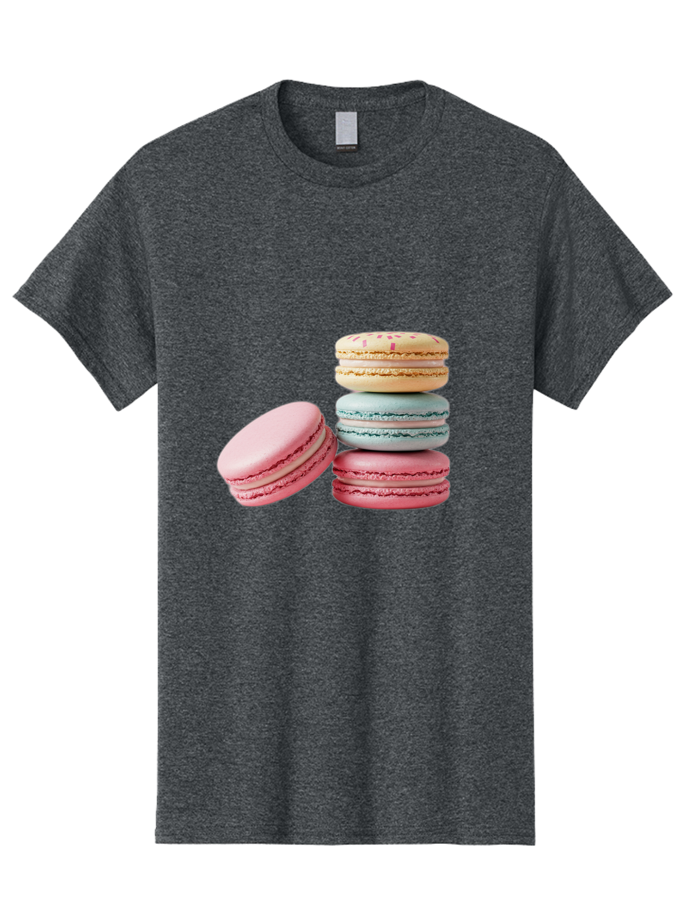 Colorful-Macarons Men'S Graphic Tee, 100% Cotton, Comfortable Casual Summer Wear, Machine Washable, Stack Of Colorful Macarons, Pastel Colors, Sweet Treats, Baked Goods, Delicate Cookies, French Desserts, Dessert Photography, Macaron Stack Baa390