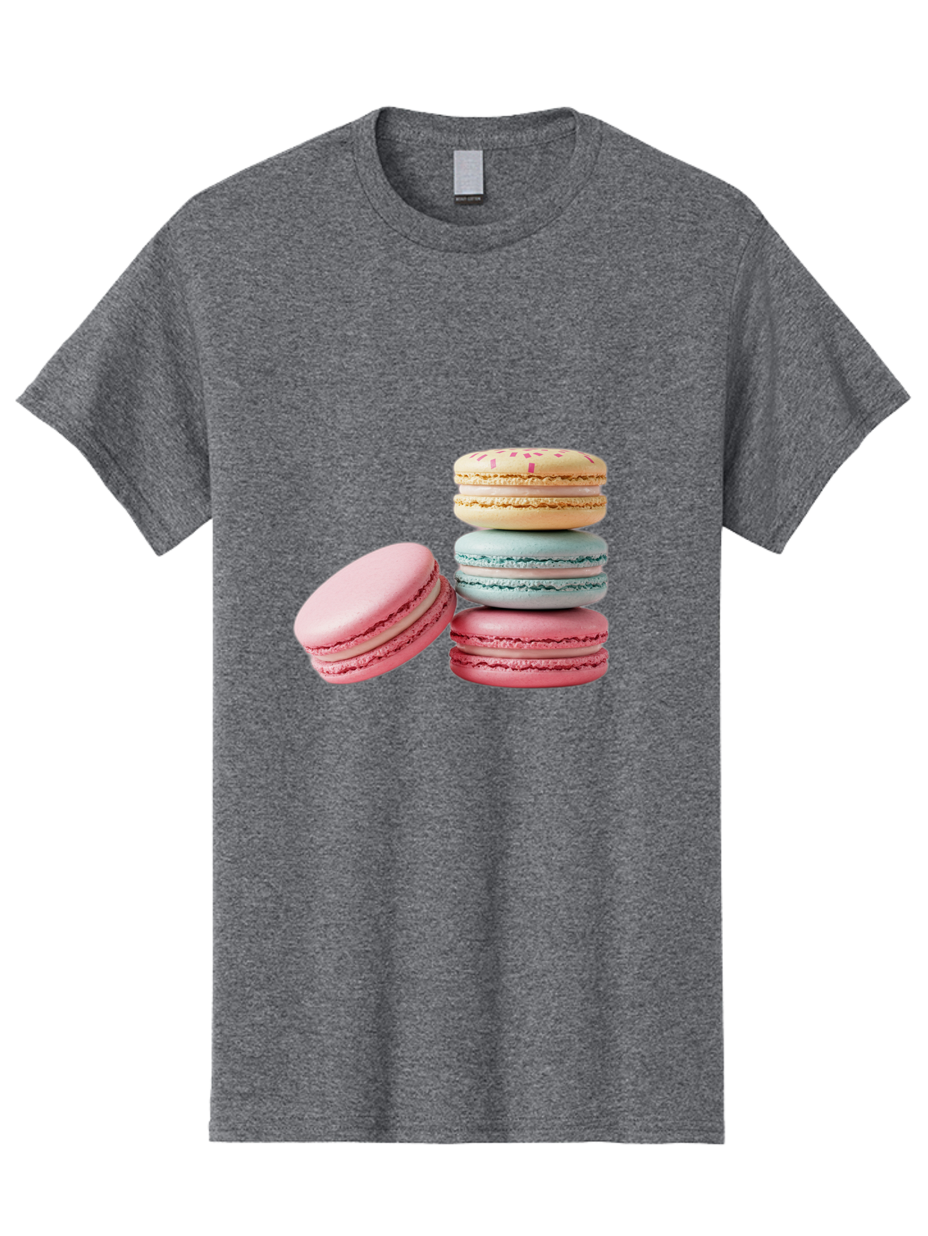 Colorful-Macarons Men'S Graphic Tee, 100% Cotton, Comfortable Casual Summer Wear, Machine Washable, Stack Of Colorful Macarons, Pastel Colors, Sweet Treats, Baked Goods, Delicate Cookies, French Desserts, Dessert Photography, Macaron Stack Baa390