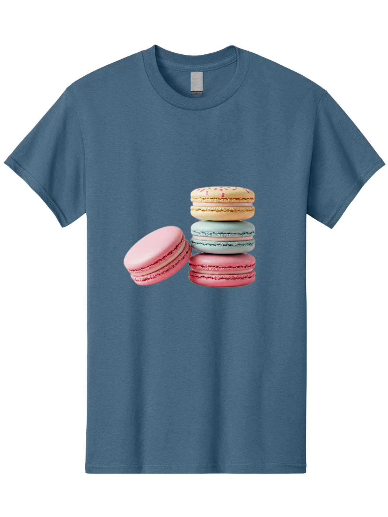 Colorful-Macarons Men'S Graphic Tee, 100% Cotton, Comfortable Casual Summer Wear, Machine Washable, Stack Of Colorful Macarons, Pastel Colors, Sweet Treats, Baked Goods, Delicate Cookies, French Desserts, Dessert Photography, Macaron Stack Baa390
