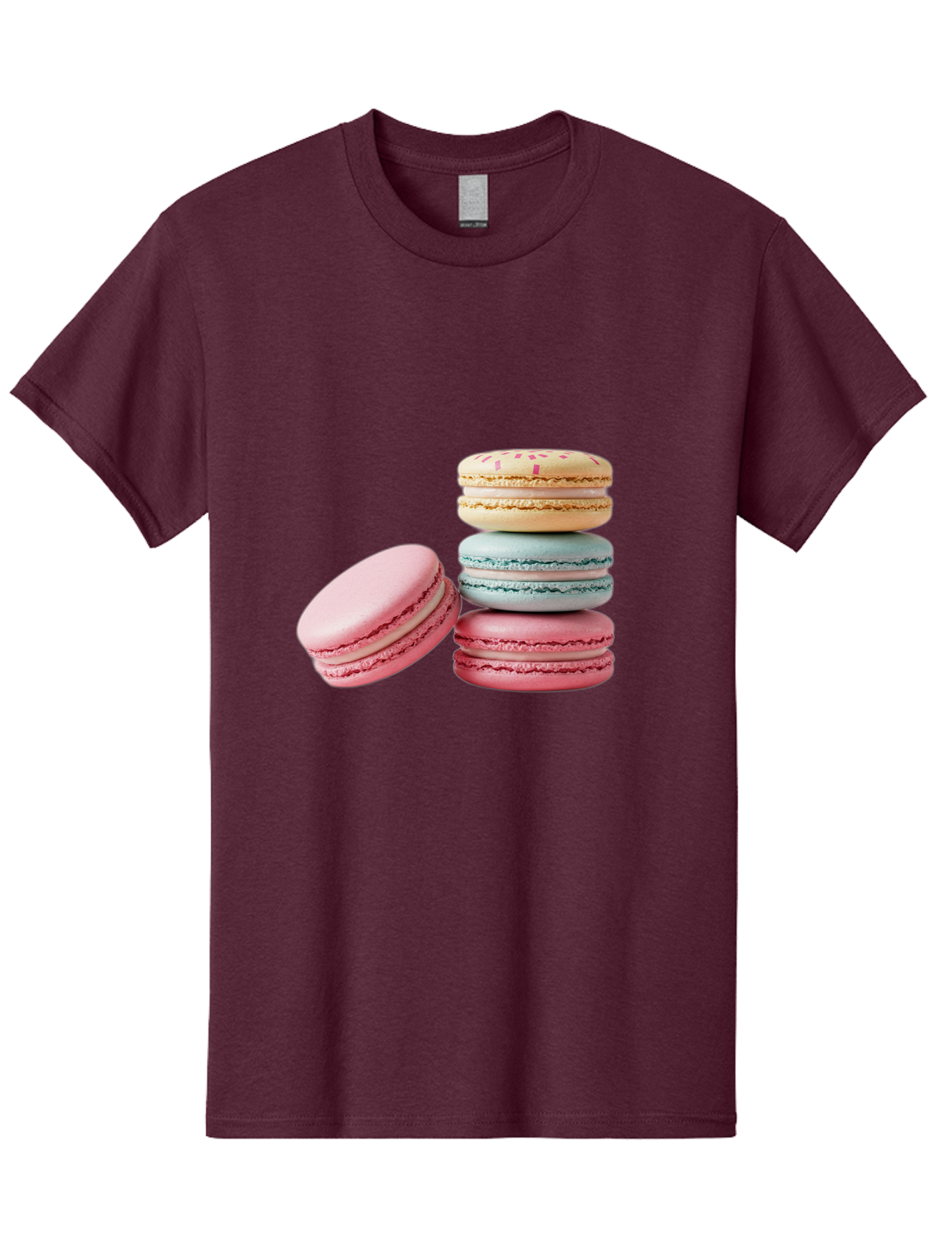 Colorful-Macarons Men'S Graphic Tee, 100% Cotton, Comfortable Casual Summer Wear, Machine Washable, Stack Of Colorful Macarons, Pastel Colors, Sweet Treats, Baked Goods, Delicate Cookies, French Desserts, Dessert Photography, Macaron Stack Baa390