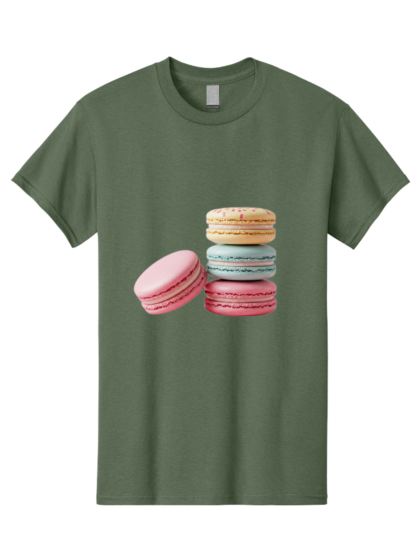 Colorful-Macarons Men'S Graphic Tee, 100% Cotton, Comfortable Casual Summer Wear, Machine Washable, Stack Of Colorful Macarons, Pastel Colors, Sweet Treats, Baked Goods, Delicate Cookies, French Desserts, Dessert Photography, Macaron Stack Baa390