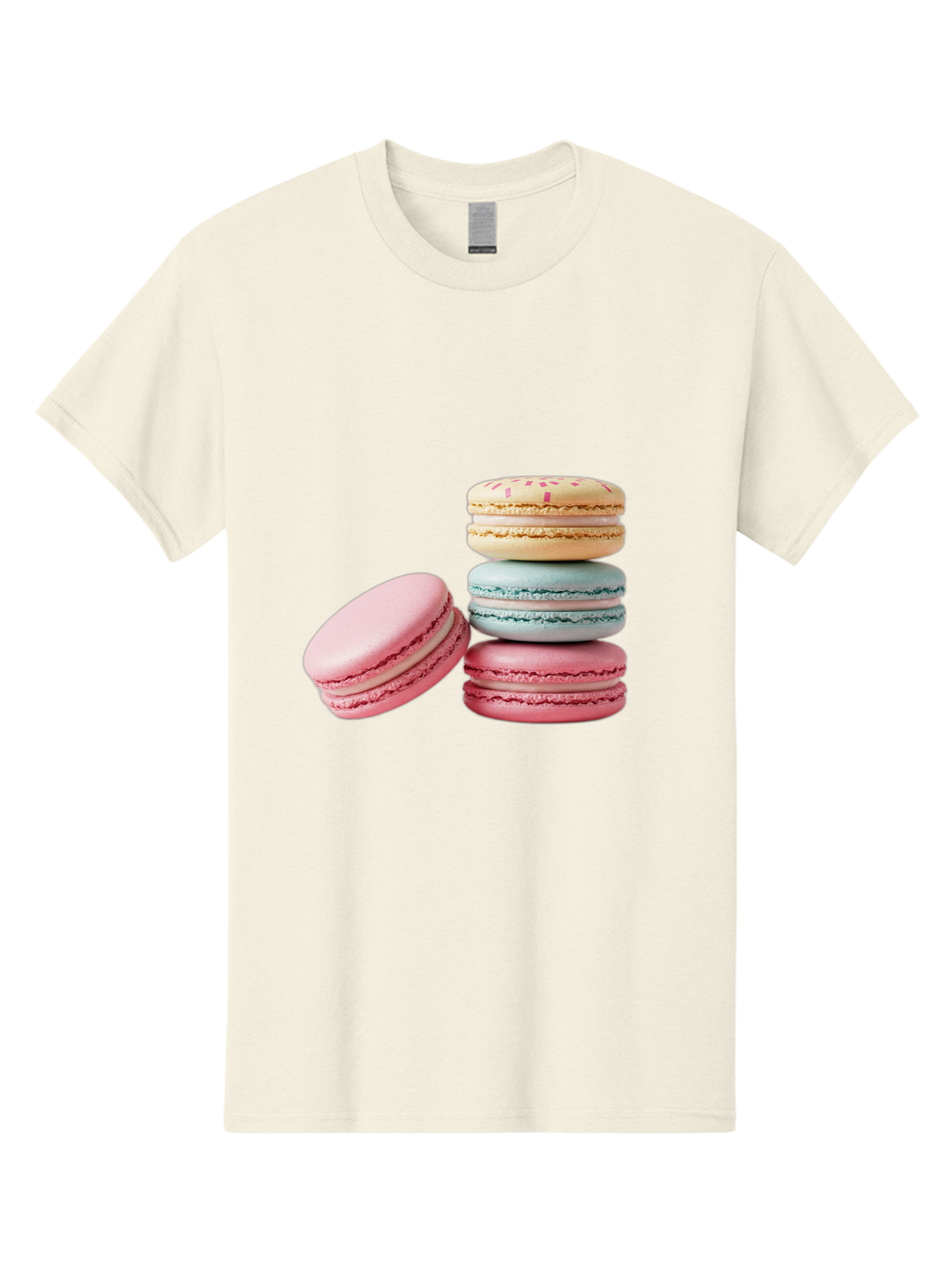 Colorful-Macarons Men'S Graphic Tee, 100% Cotton, Comfortable Casual Summer Wear, Machine Washable, Stack Of Colorful Macarons, Pastel Colors, Sweet Treats, Baked Goods, Delicate Cookies, French Desserts, Dessert Photography, Macaron Stack Baa390