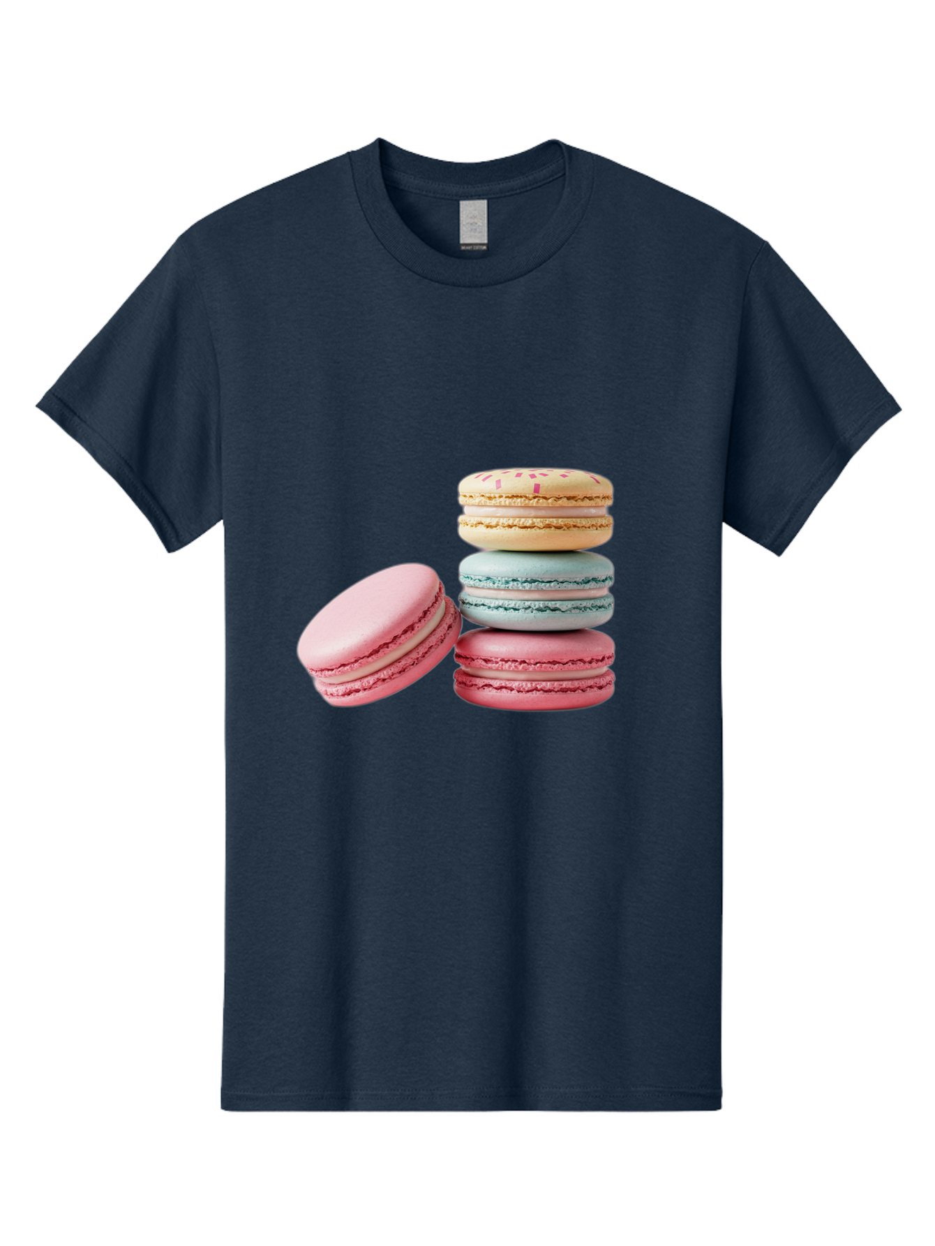 Colorful-Macarons Men'S Graphic Tee, 100% Cotton, Comfortable Casual Summer Wear, Machine Washable, Stack Of Colorful Macarons, Pastel Colors, Sweet Treats, Baked Goods, Delicate Cookies, French Desserts, Dessert Photography, Macaron Stack Baa390