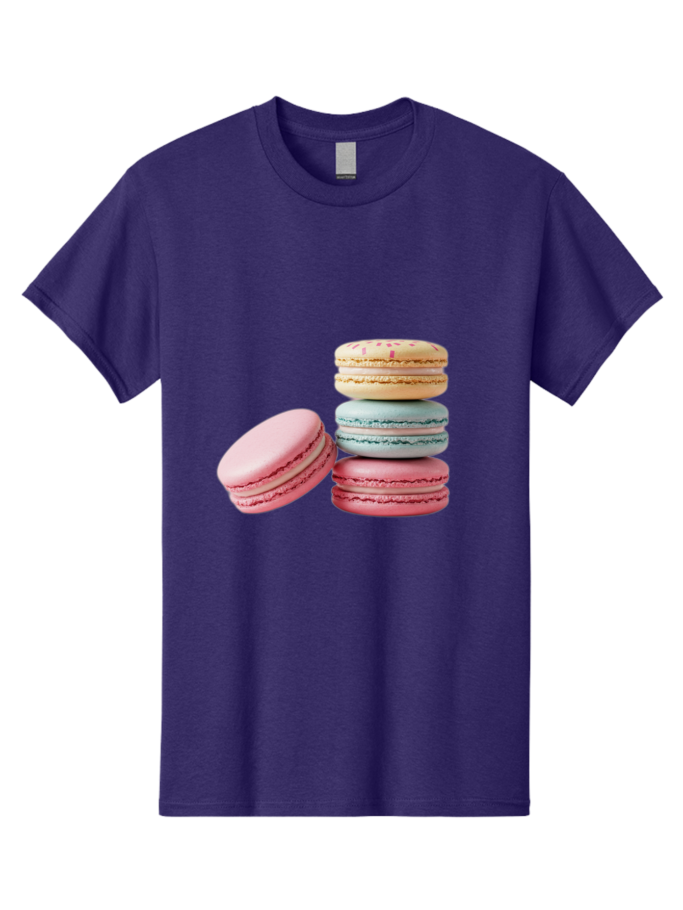 Colorful-Macarons Men'S Graphic Tee, 100% Cotton, Comfortable Casual Summer Wear, Machine Washable, Stack Of Colorful Macarons, Pastel Colors, Sweet Treats, Baked Goods, Delicate Cookies, French Desserts, Dessert Photography, Macaron Stack Baa390