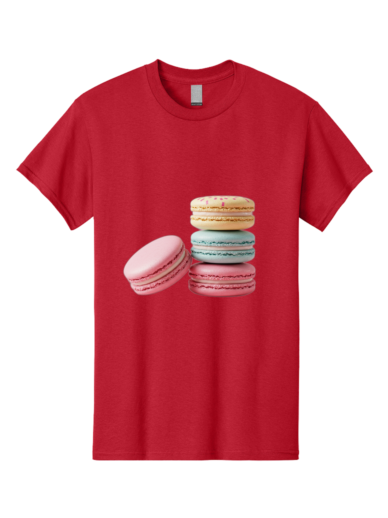 Colorful-Macarons Men'S Graphic Tee, 100% Cotton, Comfortable Casual Summer Wear, Machine Washable, Stack Of Colorful Macarons, Pastel Colors, Sweet Treats, Baked Goods, Delicate Cookies, French Desserts, Dessert Photography, Macaron Stack Baa390