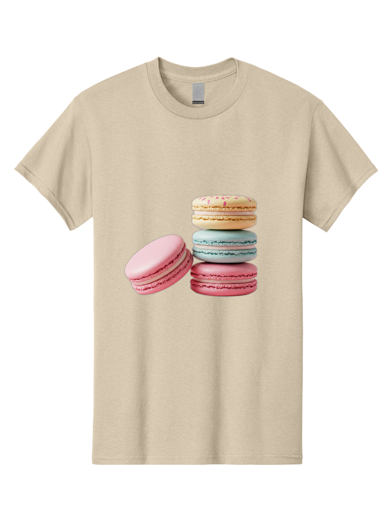 Colorful-Macarons Men'S Graphic Tee, 100% Cotton, Comfortable Casual Summer Wear, Machine Washable, Stack Of Colorful Macarons, Pastel Colors, Sweet Treats, Baked Goods, Delicate Cookies, French Desserts, Dessert Photography, Macaron Stack Baa390