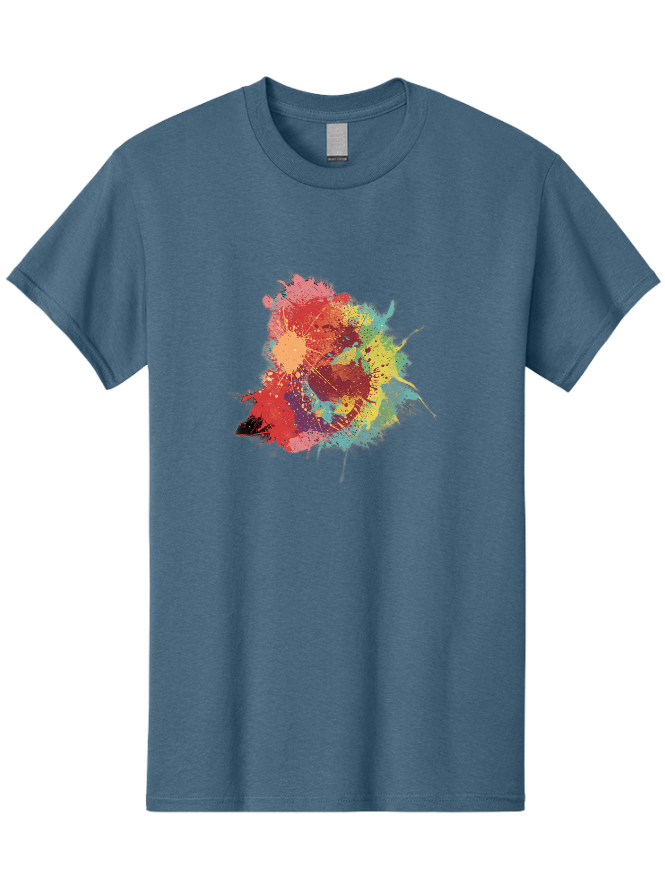 Colorful-Paint-Splatter Men'S Graphic Tee, 100% Cotton, Comfortable Casual Summer Wear, Machine Washable, Colorful Paint Splash, Vibrant Colors, Abstract Art, Dynamic Splatters, Creative Expression, Multicolored Design, Artistic Splatter, Baa392