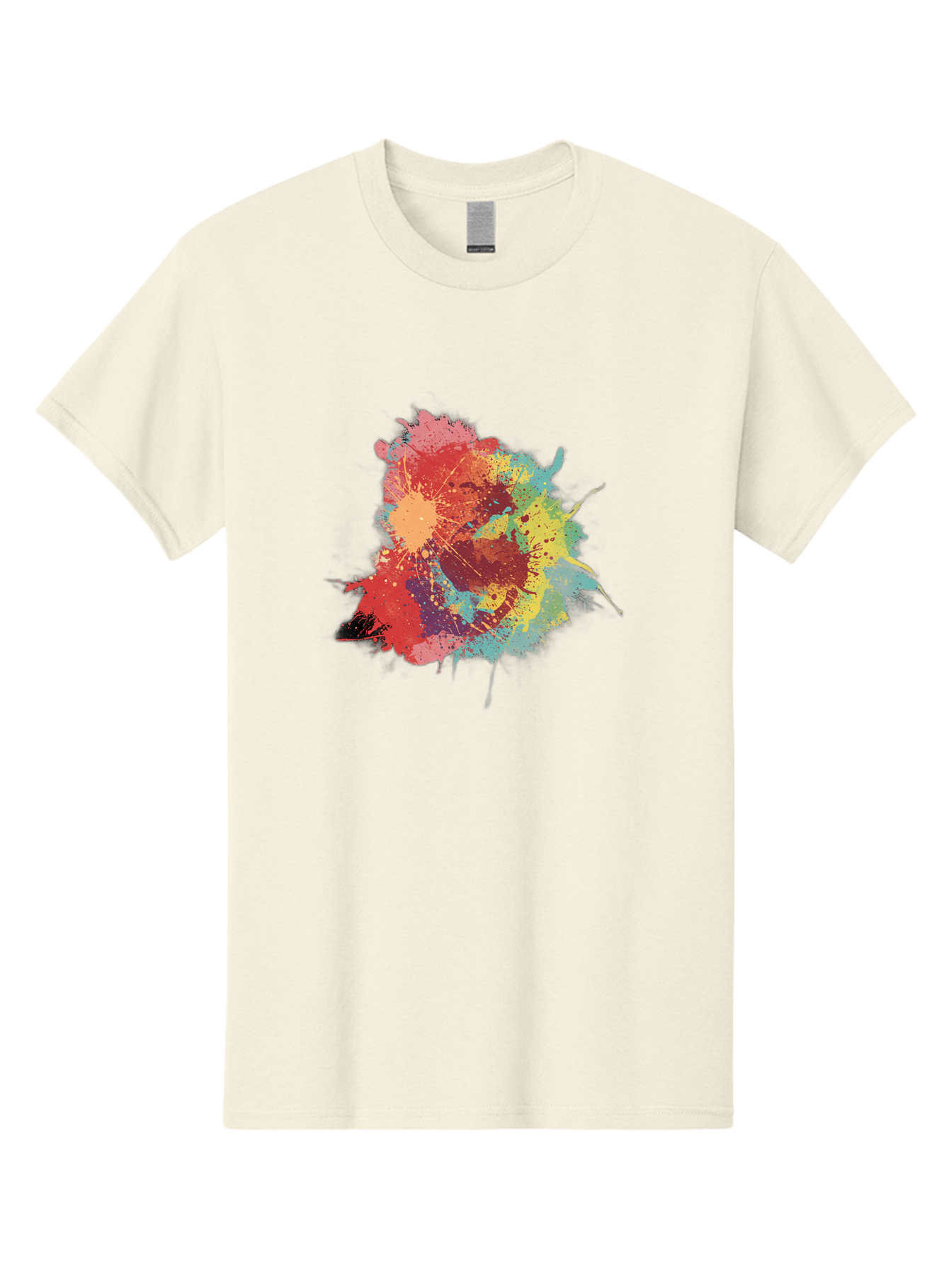 Colorful-Paint-Splatter Men'S Graphic Tee, 100% Cotton, Comfortable Casual Summer Wear, Machine Washable, Colorful Paint Splash, Vibrant Colors, Abstract Art, Dynamic Splatters, Creative Expression, Multicolored Design, Artistic Splatter, Baa392