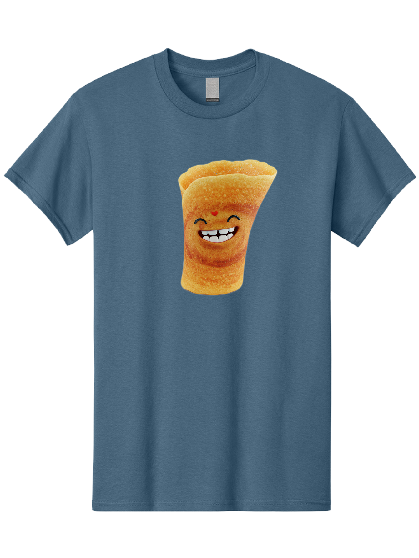 Conical-Crepe Men'S Graphic Tee, 100% Cotton, Comfortable Casual Summer Wear, Machine Washable, Crepe Cone, Smiling Face, Happy Expression, Food Illustration, Cartoon Character, Breakfast Food, Dessert Cone, Sweet Treat, Tasty Delight, Baa395