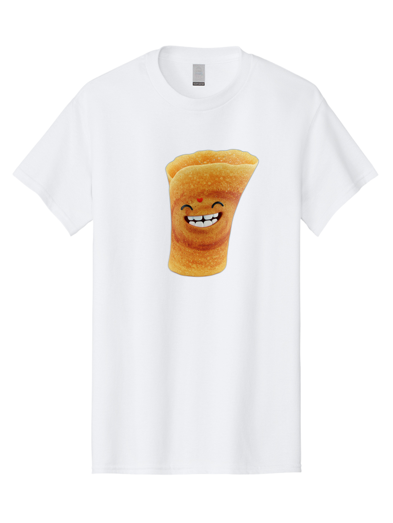 Conical-Crepe Men'S Graphic Tee, 100% Cotton, Comfortable Casual Summer Wear, Machine Washable, Crepe Cone, Smiling Face, Happy Expression, Food Illustration, Cartoon Character, Breakfast Food, Dessert Cone, Sweet Treat, Tasty Delight, Baa395