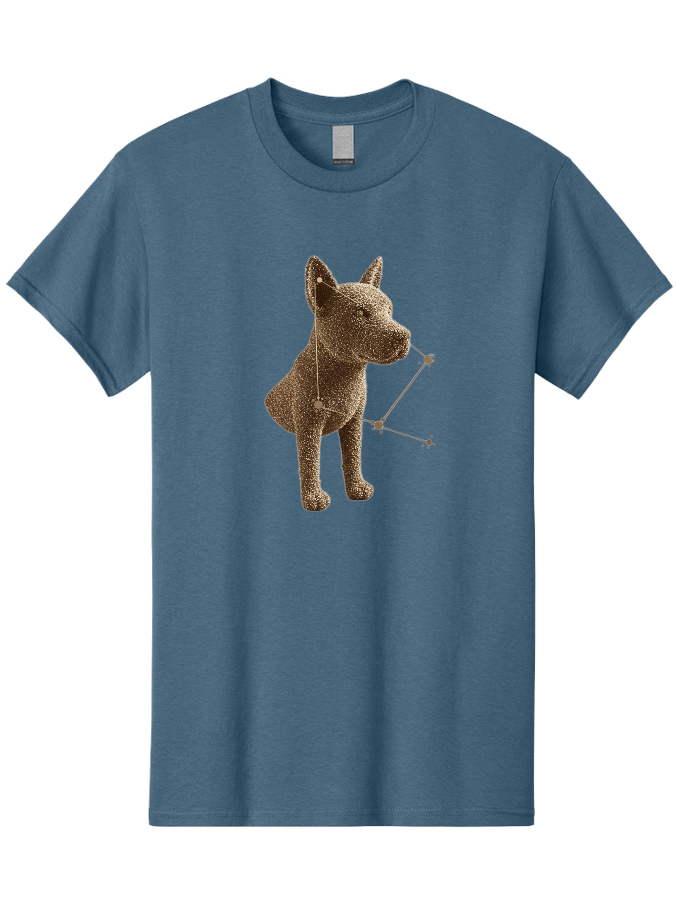 Constellation-Dog Men'S Graphic Tee, 100% Cotton, Comfortable Casual Summer Wear, Machine Washable, Stylized Dog Illustration, Constellation Pattern, Geometric Design, Modern Art, Dog Silhouette, Celestial Theme, Abstract Dog Art, Baa396